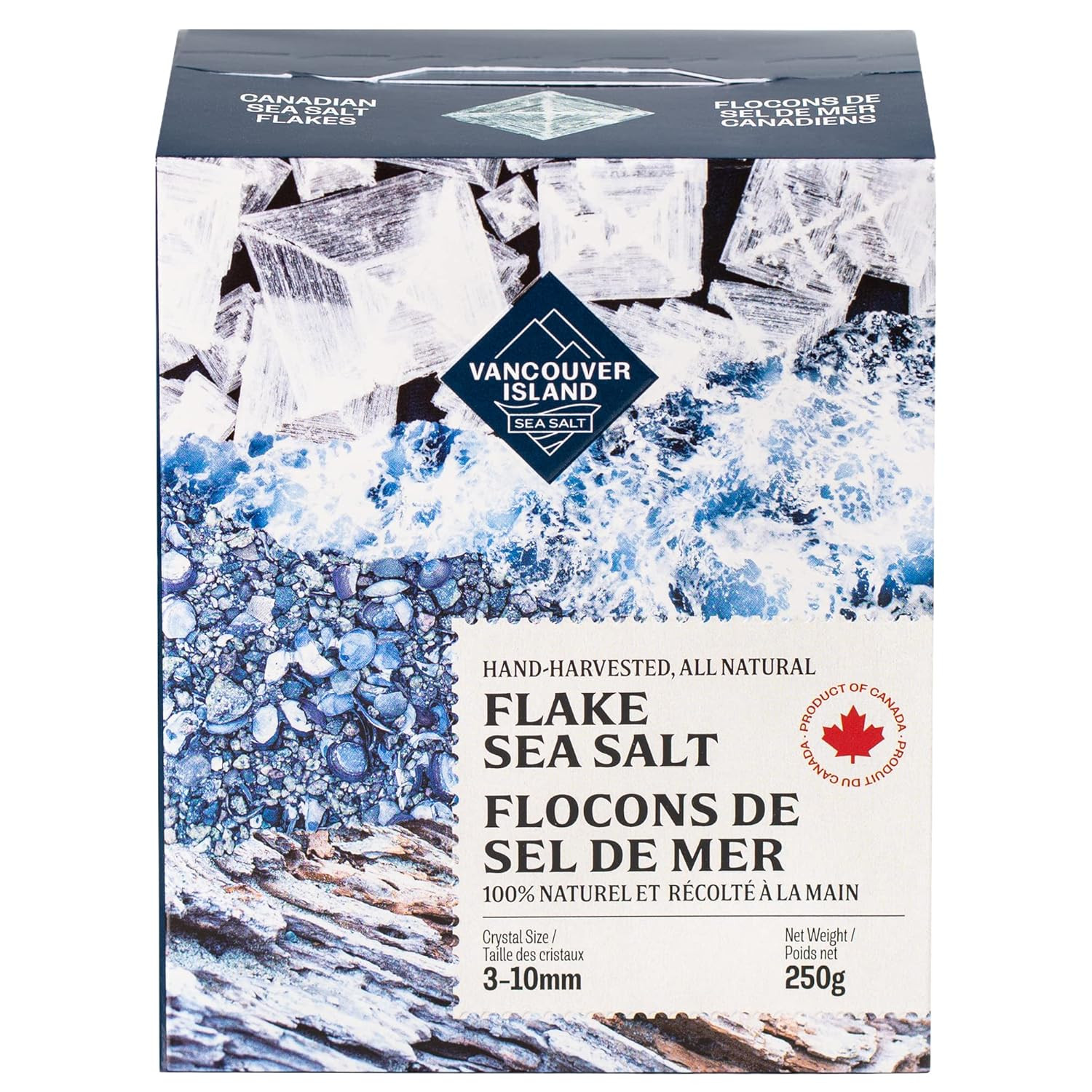 | Premium Flaky Finishing Salt 8.8Oz | Hand-Harvested Canadian Pyramid Salt Flak