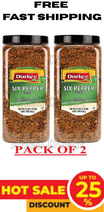2 Pack – Durkee Six Pepper Blend, Perfect for grilling & roasting 22 oz FRESH