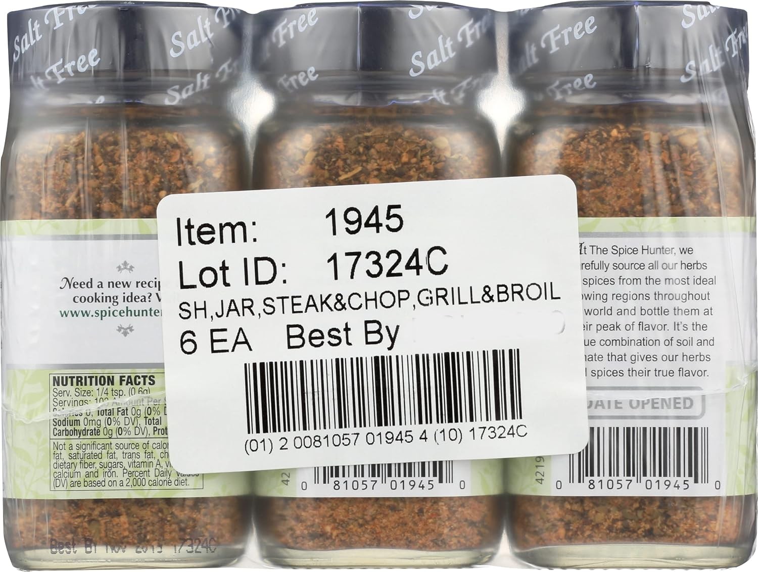 Spice Hunter The Steak Chop Grill Broil Blend Jar, Black Pepper, 2.2oz (2 Pack)