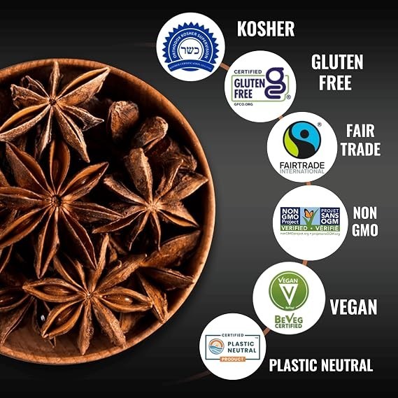 Star Anise Whole Pods | Ans Estrellado | 1.75oz / 50g Resealable Bag Anís estrel