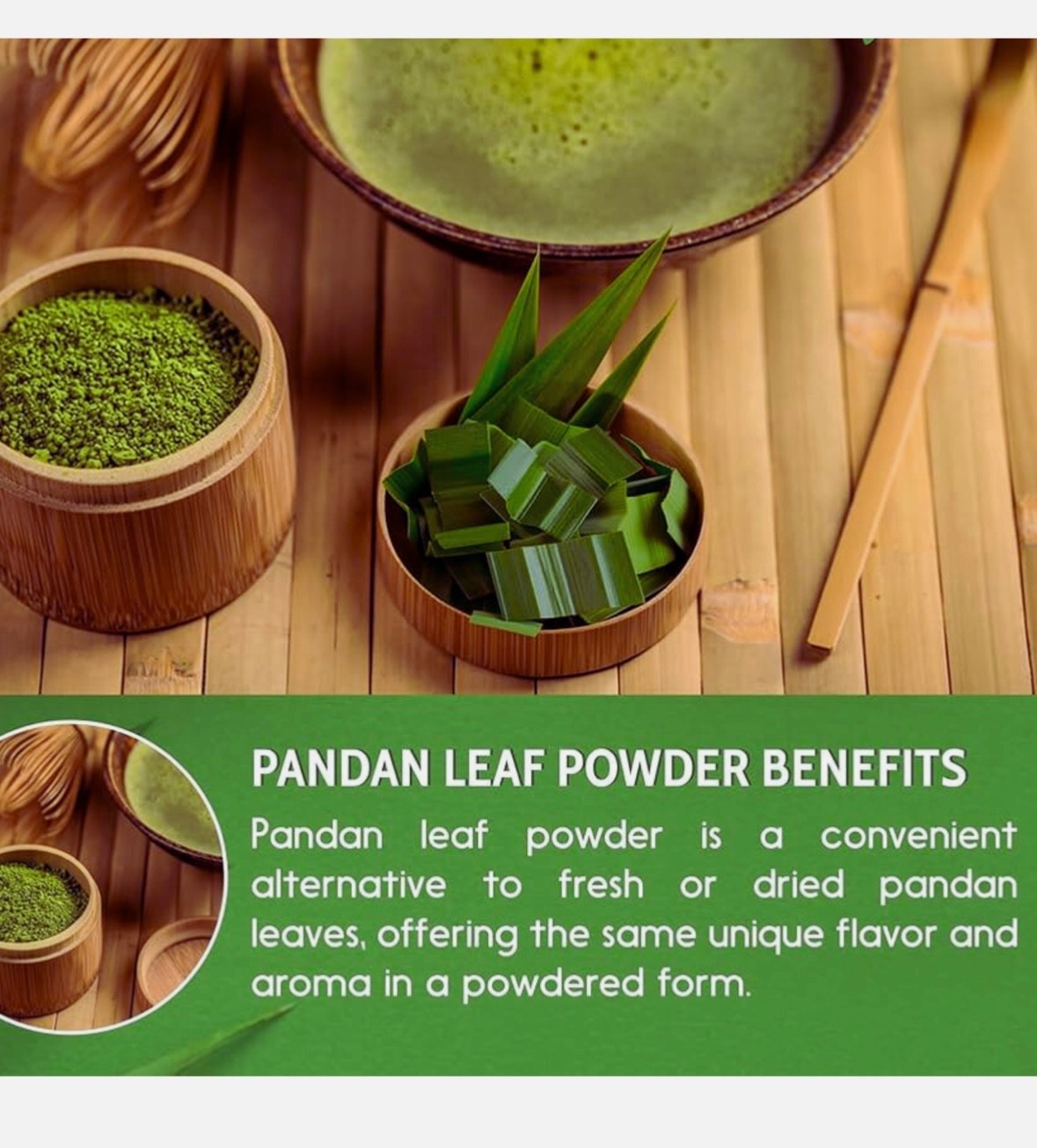 Dried Pandan Leaves Powder Nature Aroma for Drinks Bake Dessert – 200g ( 7 oz. )
