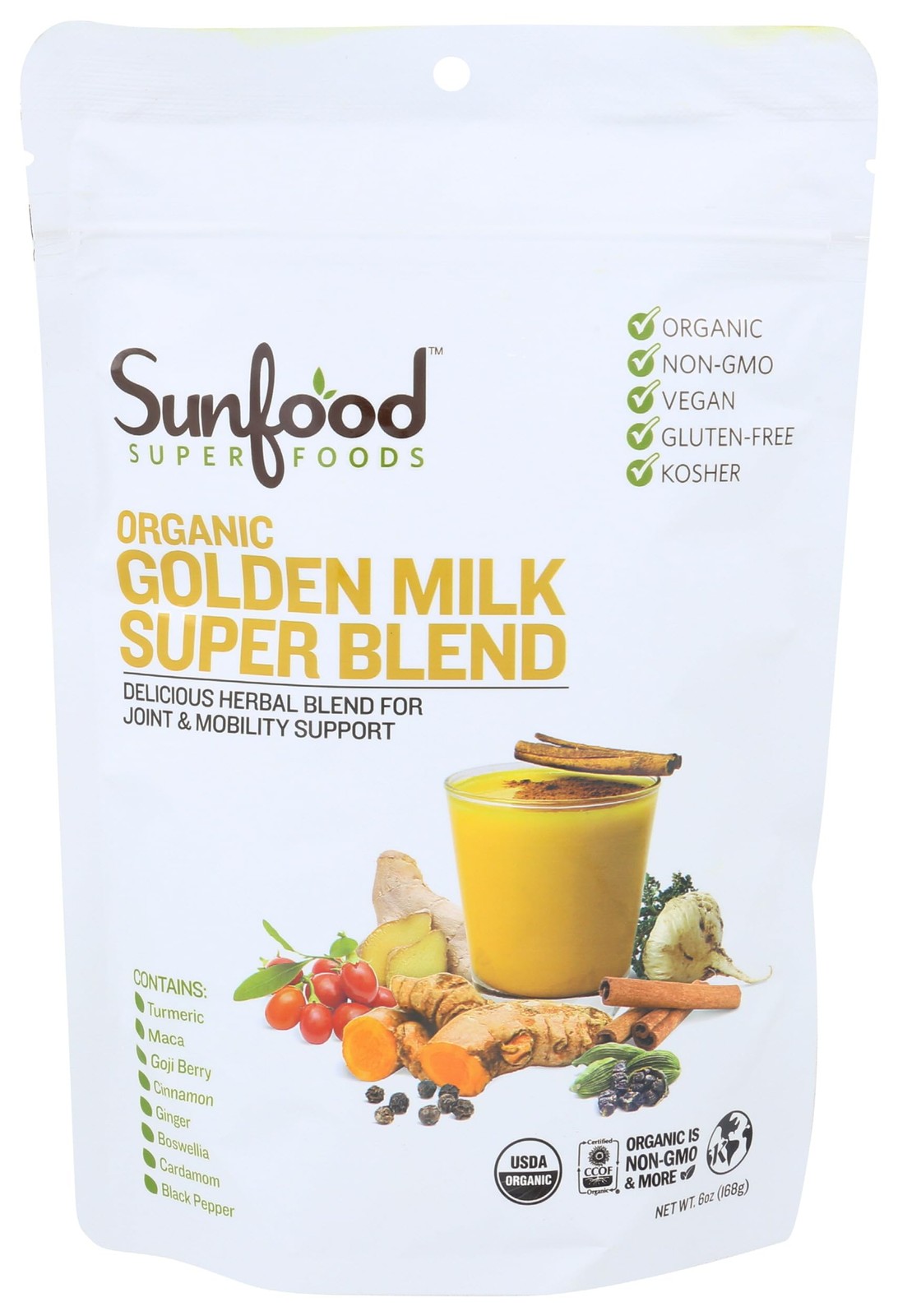 Sunfood Superfoods Organic Golden Milk Super Blend – 6 Ounce (Pack of 1)