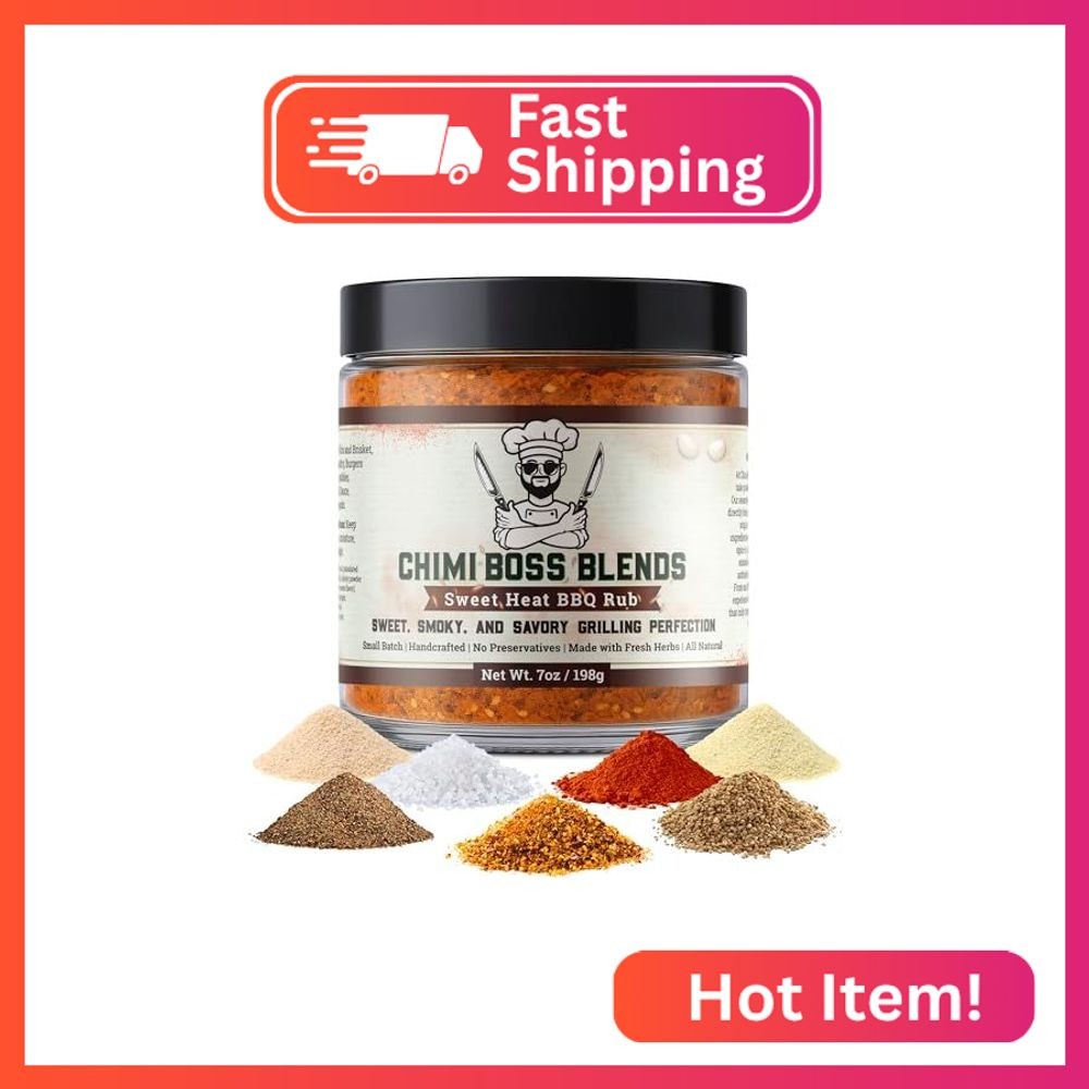 Sweet Heat BBQ Rub by Chimi Boss Blends, 7oz – All-Natural BBQ Seasoning with a