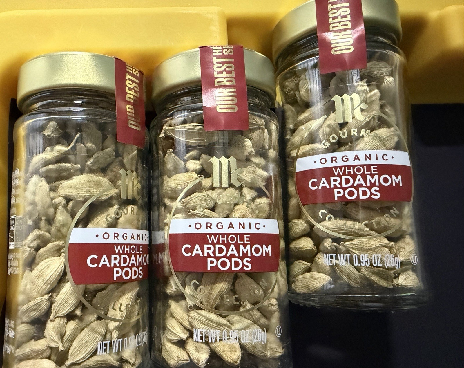 McCormick Gourmet Organic Whole Cardamom Pods .95 Oz. 3 Bottles / Best Price !