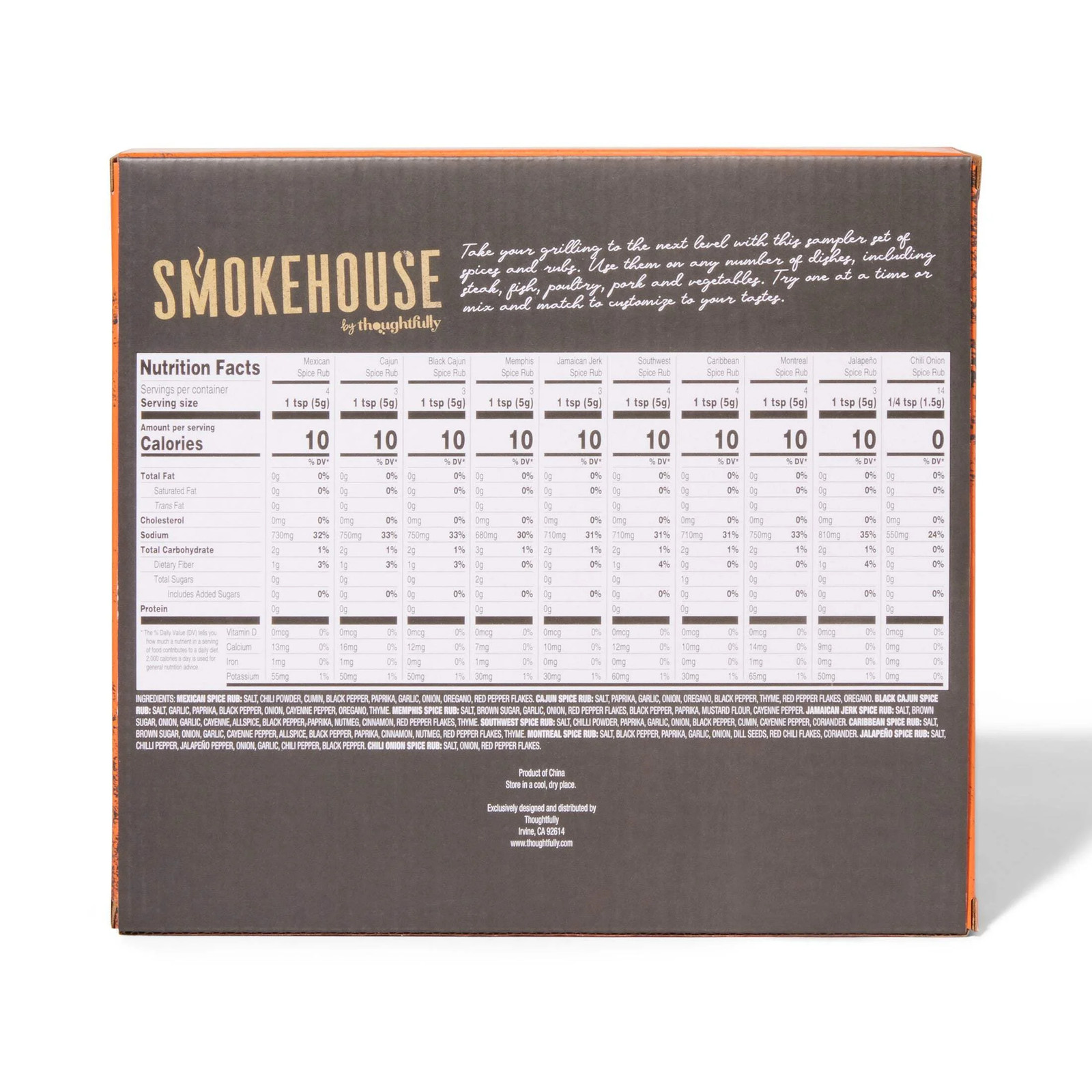 Smokehouse BBQ Spice Rub Gift Set 10 Mini Glass Bottles Grilling Kit