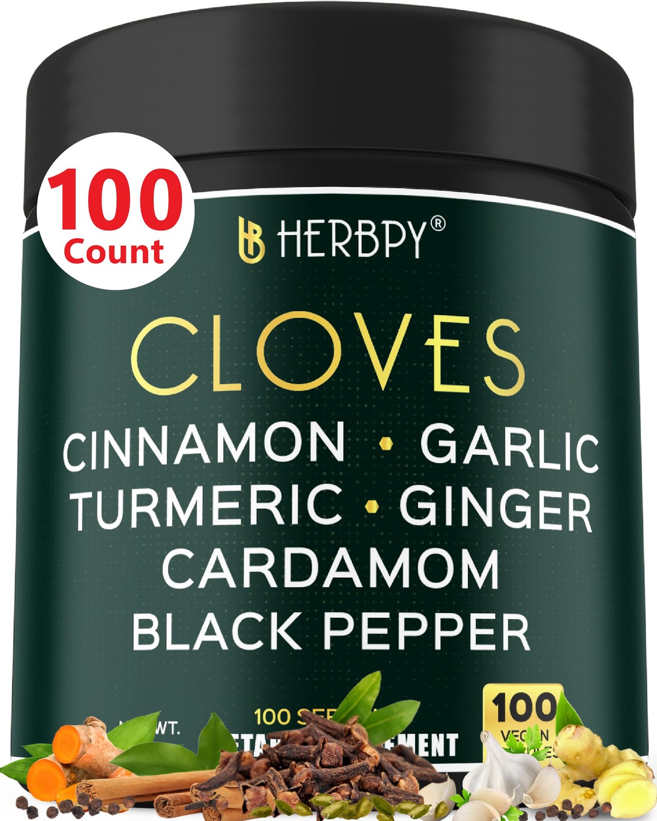 Herbpy 7in1 Clove Supplement 500mg Rich in Vitamins & 100 Count (Pack of 1)