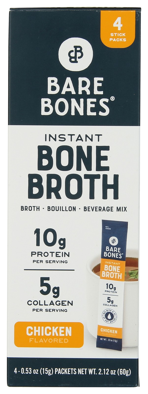 Bare Bones Chicken Instant Bone Broth 4 Sticks Sachets Seasoning 1 8 Pack