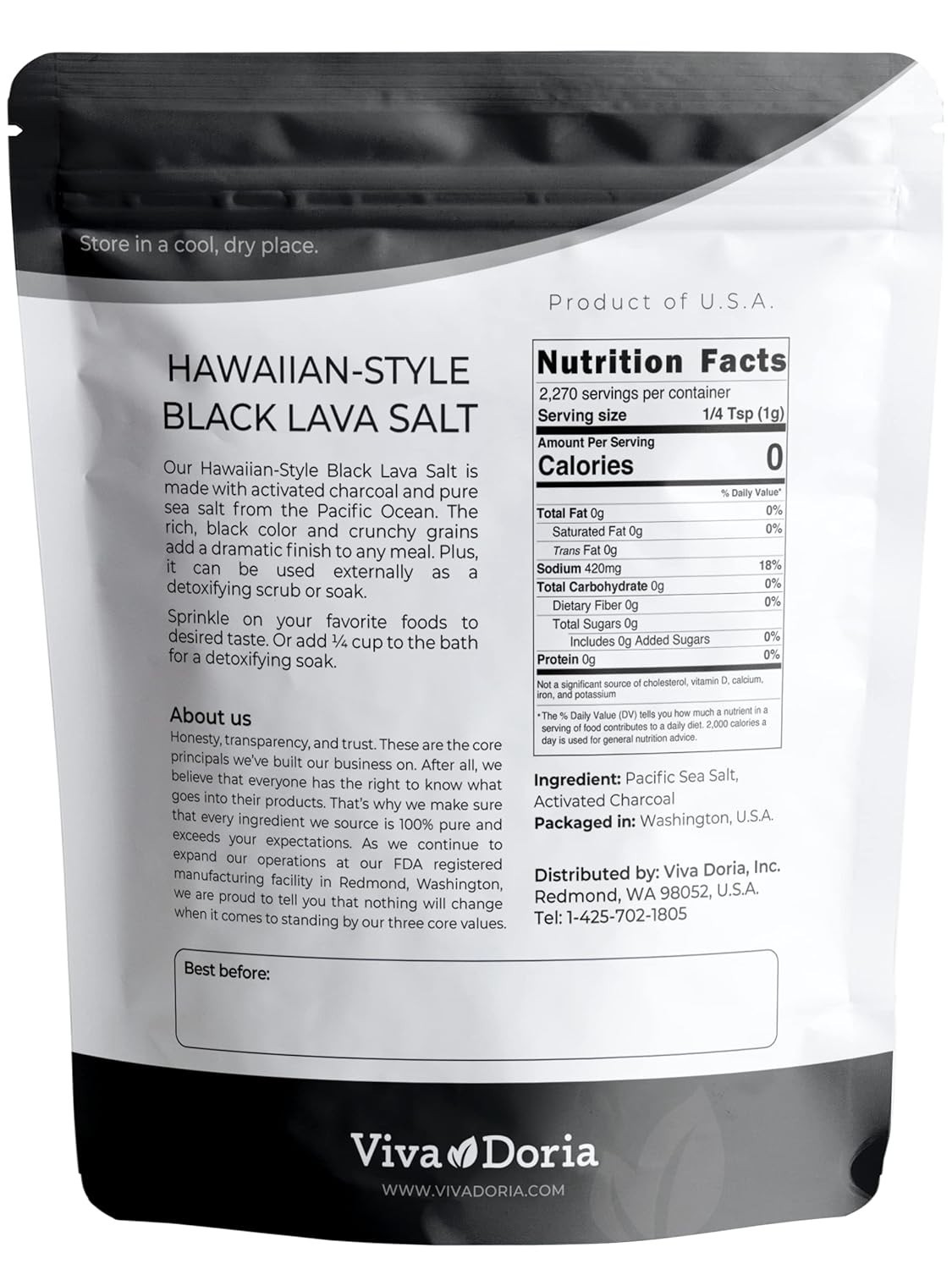 5 lb Hawaiian Black Lava Sea Salt – Elegant Fine Grain for Culinary Artistry