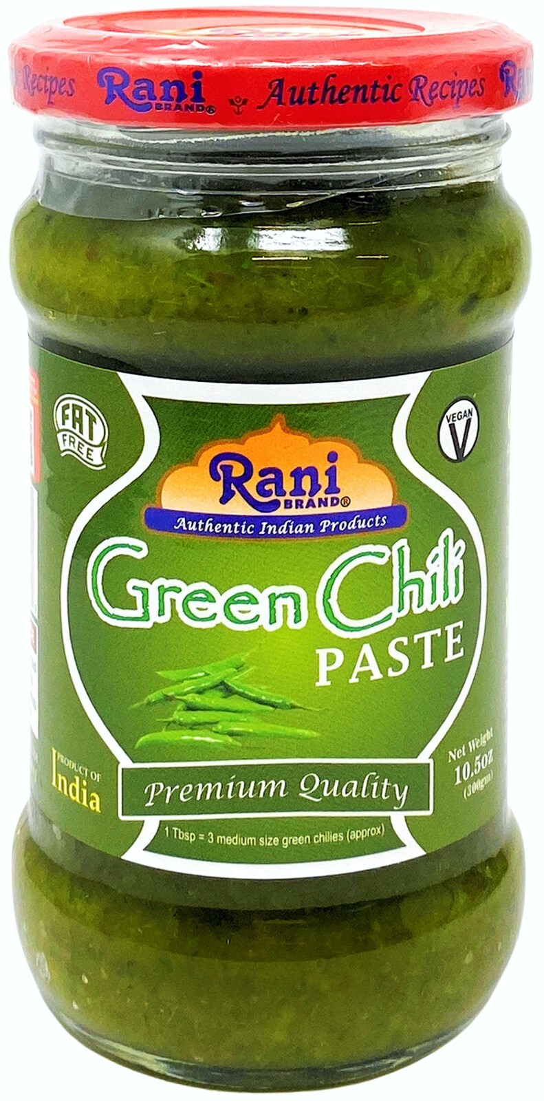 Rani Green Chilli Cooking Paste 10.58oz (300g) Glass Jar