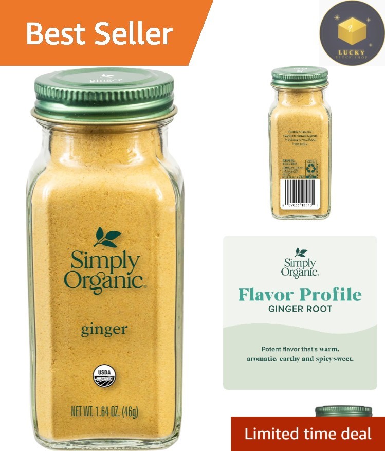 Natural Ground Ginger 1.64 Oz in Glass Jar – Aromatic & Versatile Flavor