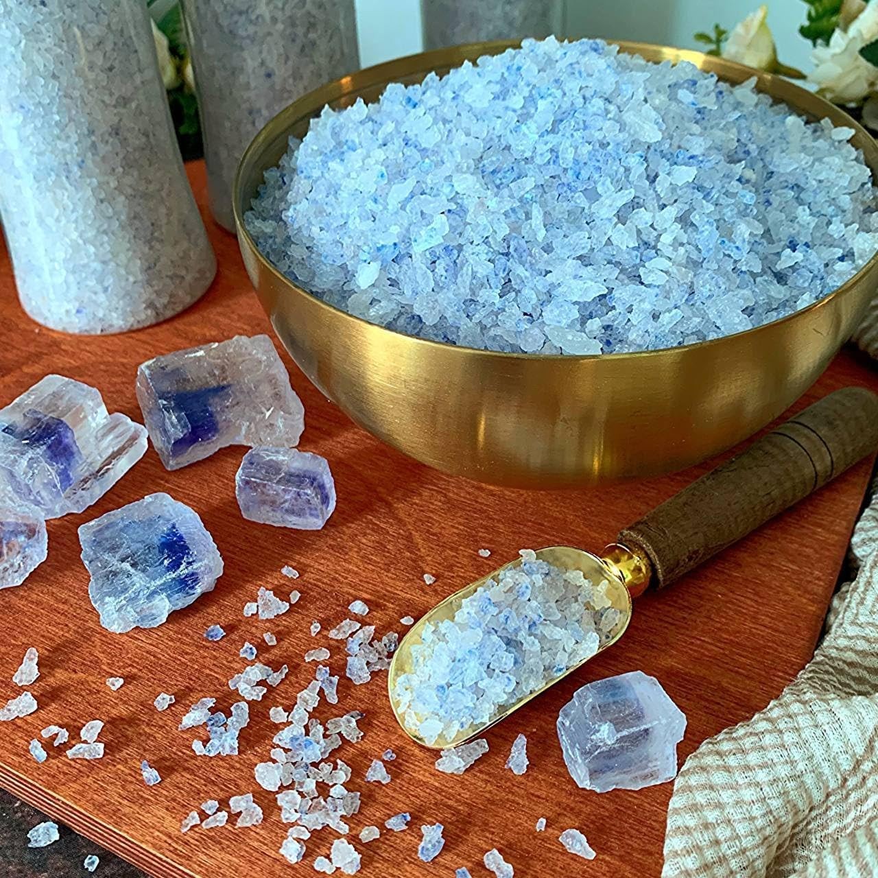 400g Ancient Blue Salt Coarse with Grinder – 80+ Minerals, High Potassium, Lo…