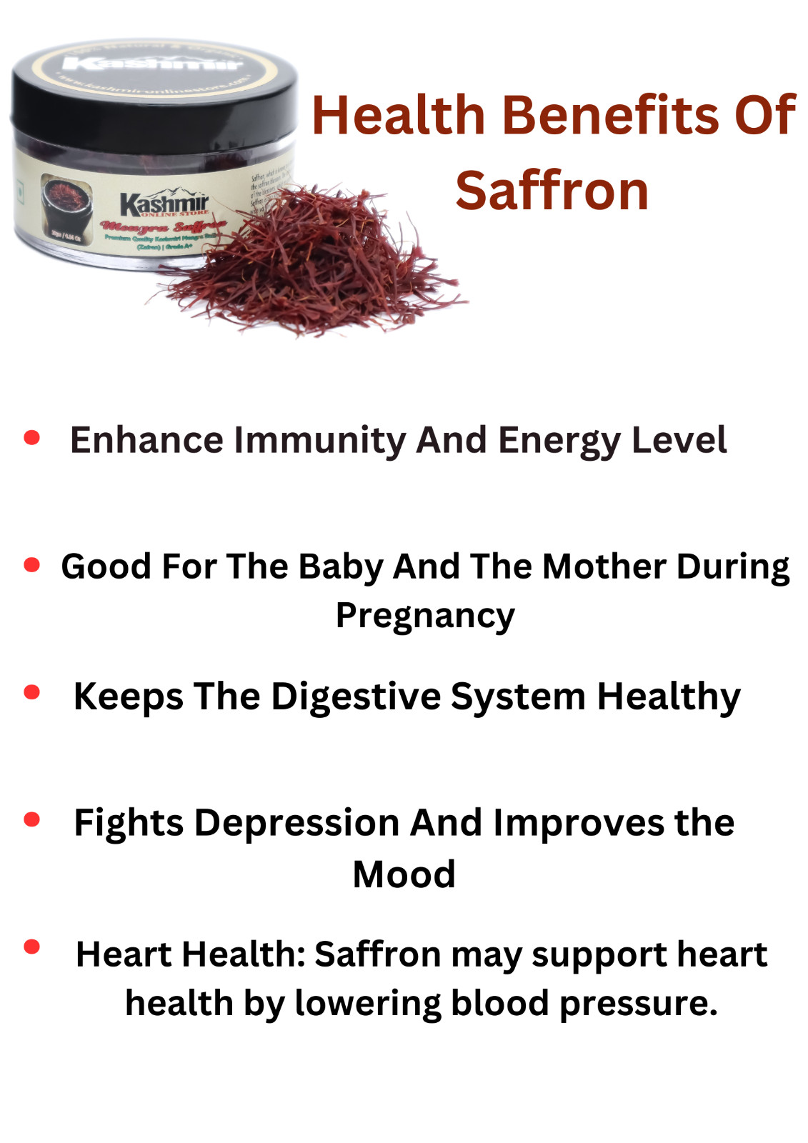 A+Grade Premium Quality Red Kashmiri Saffron Original Pure 10Gm Kesar Spice Box.