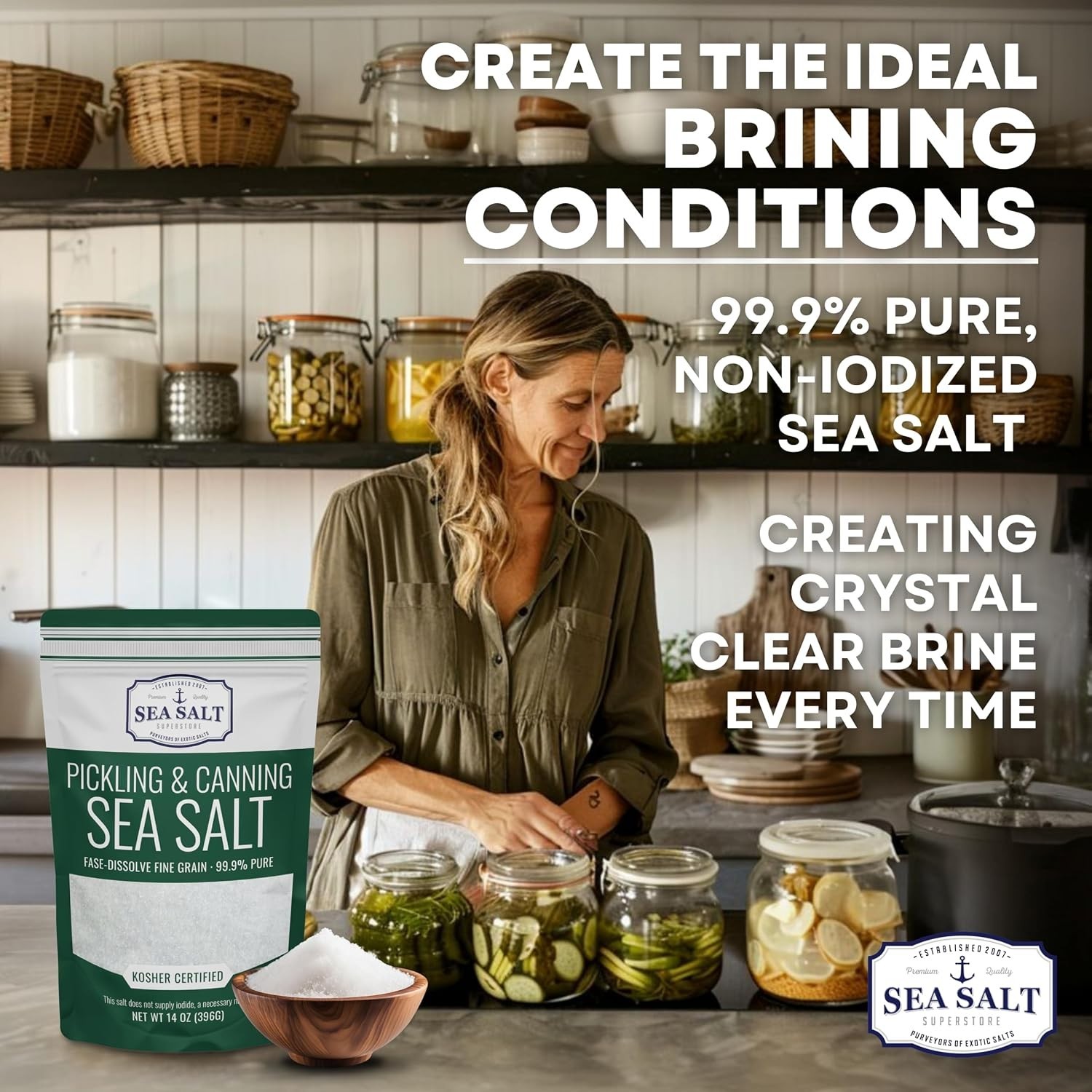 Pickling & Canning Pickling & Curing Salt for Natural Preserving, Fine Kosher…