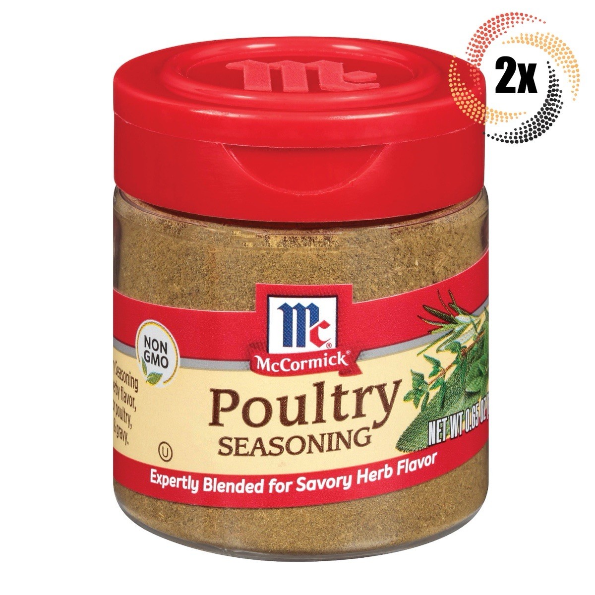 2x Shakers McCormick Poultry Seasoning | .65oz | Blended For Savory Herb Flavor