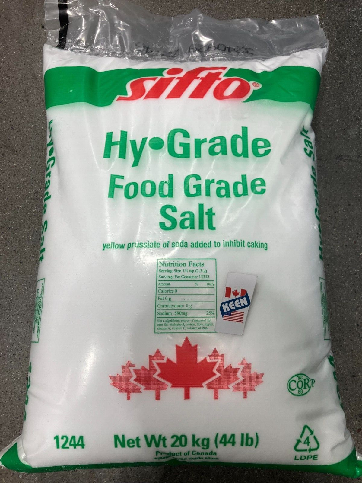 AiWaWa CA, SIFTO Hy-Grade Ingredient Food Salt 20 KG (44 LB)