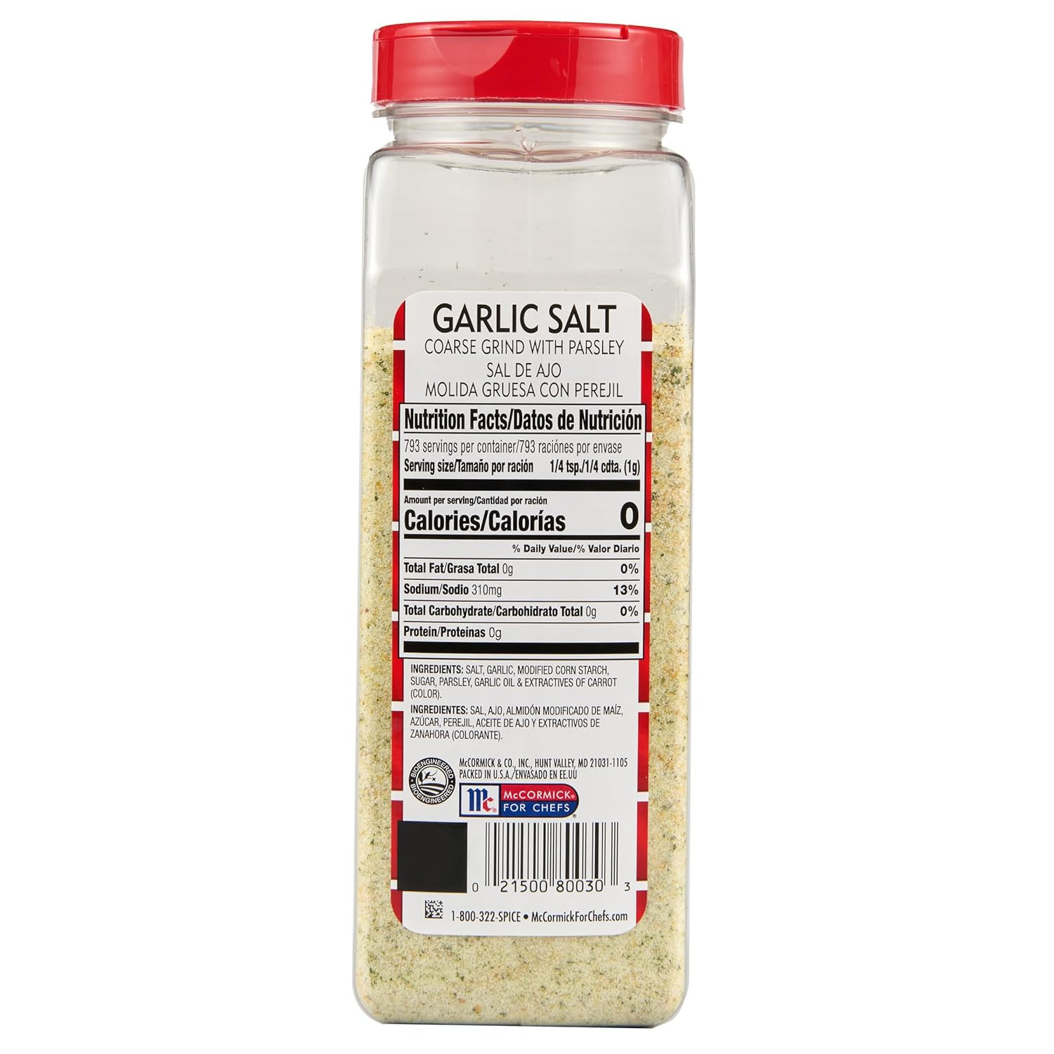 Coarse Grind Garlic Salt with Parsley, 28 Oz – One 28 Ounce Container of Garlic