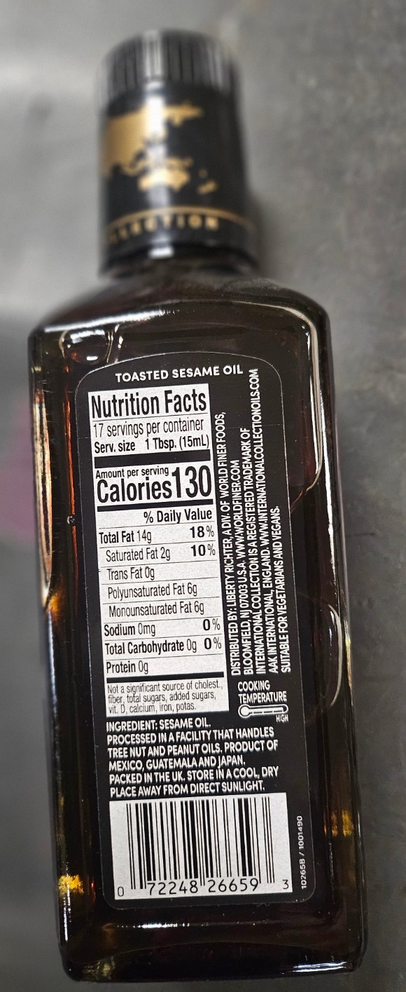 INTERNATIONAL OIL COLLECTION Toasted Sesame Oil, 8.45 FZ