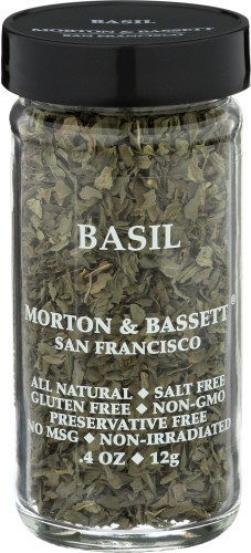 Morton & Bassett Dried Basil ? Fragrant Culinary Herb, 0.4oz Glass Jar Pck-3
