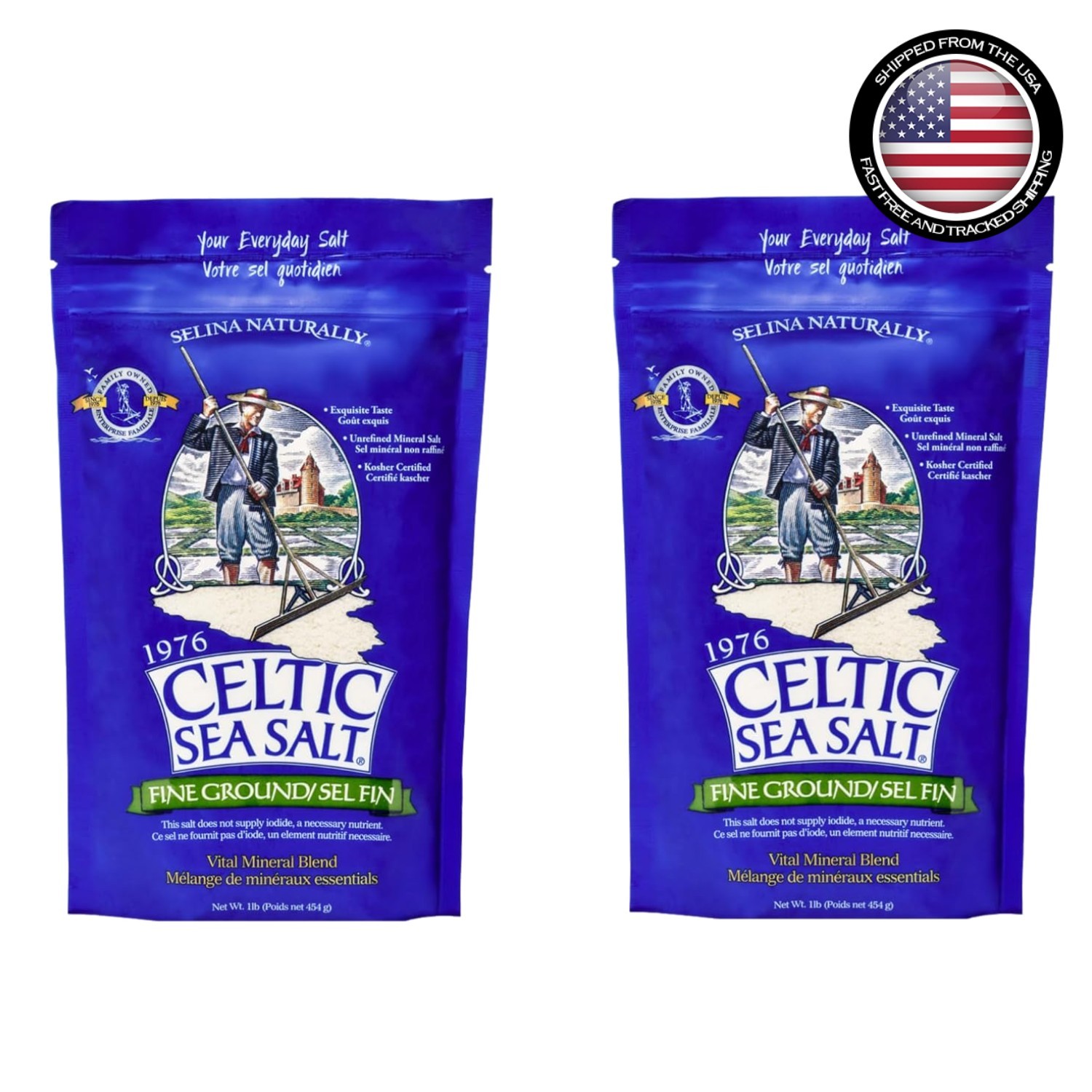Fine Ground Unrefined Mineral Sea Salt – 2 Pack of 1 lb Bags for Every Kitchen
