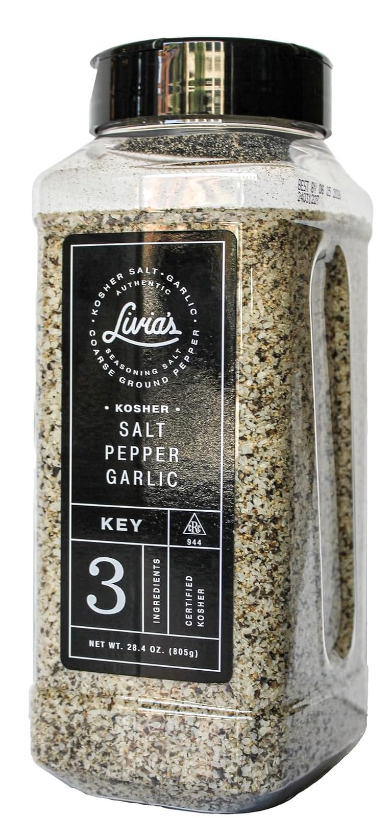 Livia’S Kosher Salt, Black Pepper, Garlic Seasoning Cooking BBQ Grilling 28.4Oz
