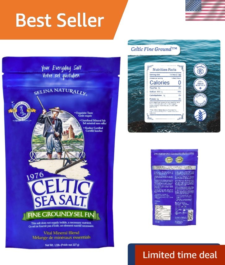 8 oz Fine Ground Celtic Sea Salt – Gluten-Free, Paleo, Keto Cooking Essential