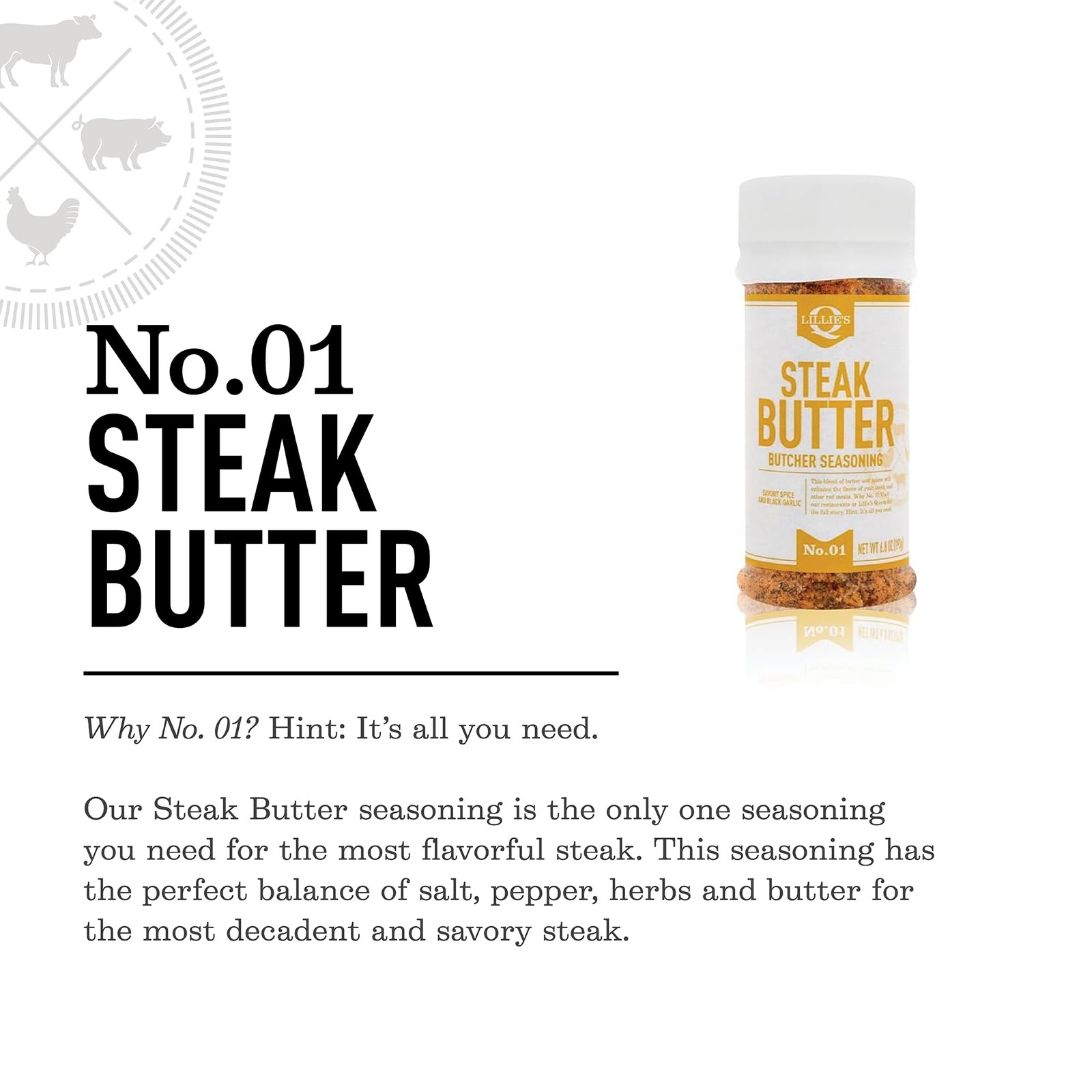Steak Butter Seasoning 6oz All-In-One with Garlic, Salt & Black Pepper