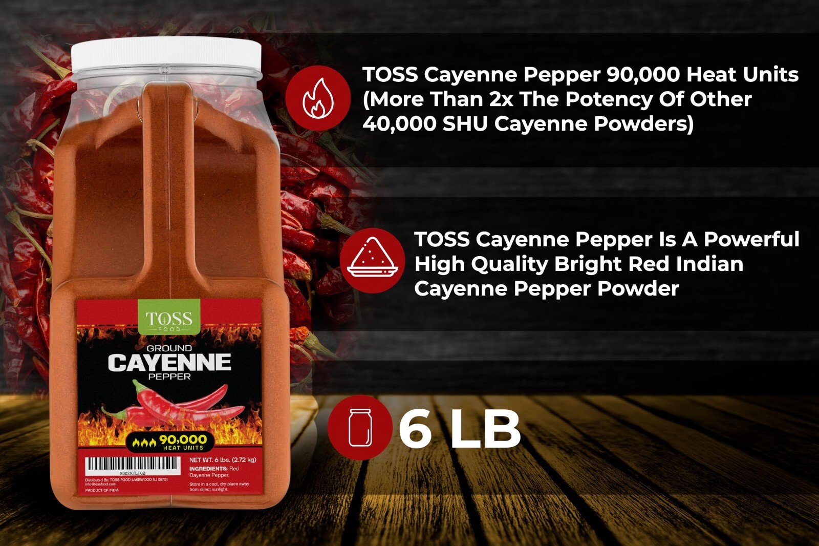 Extreme Hot Cayenne Pepper Powder Bulk 90,000 Heat Units 6LB Ground Cayenne Powd