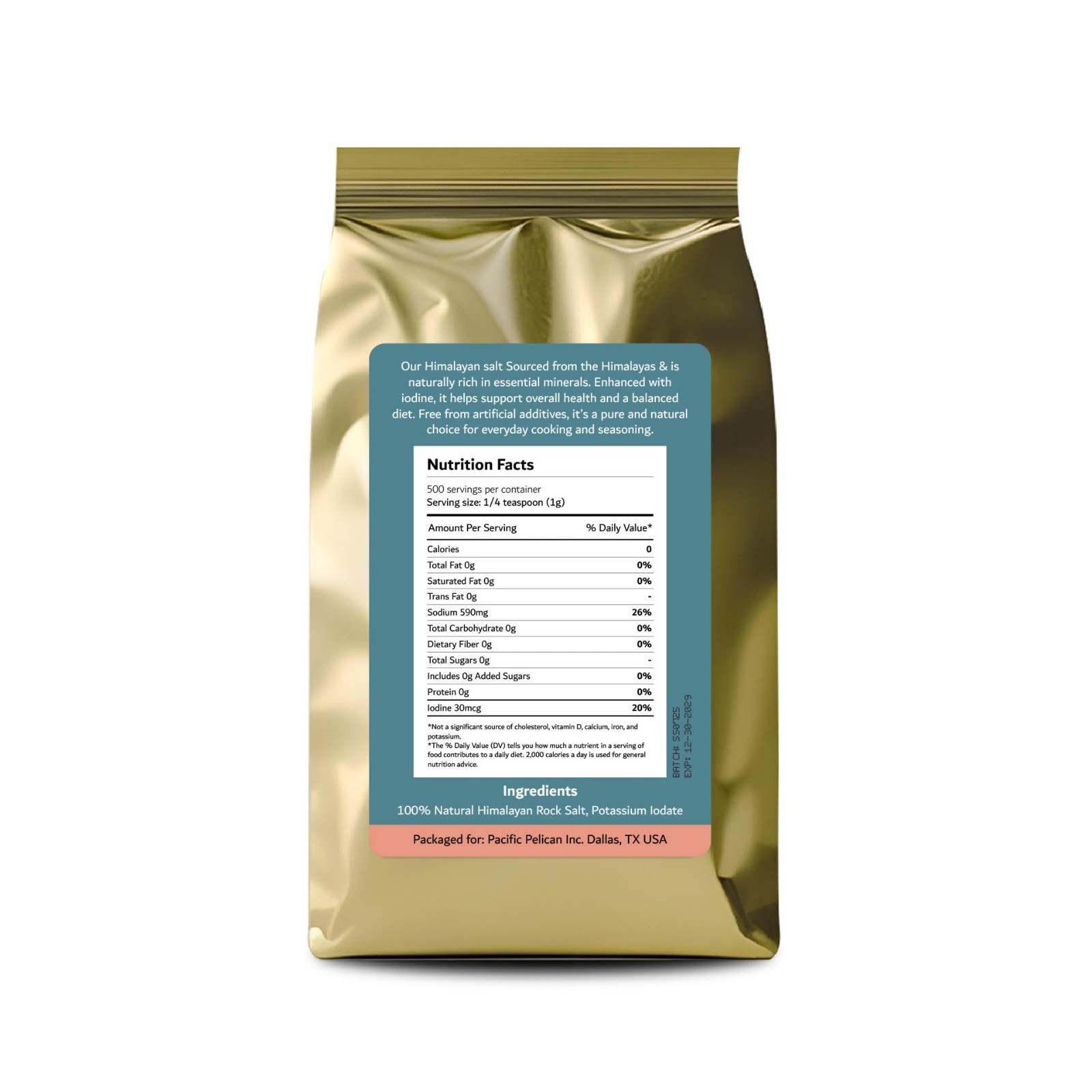Iodized Himalayan Pink Salt – Coarse Grain, Unrefined, 2 lbs – Natural & Organic
