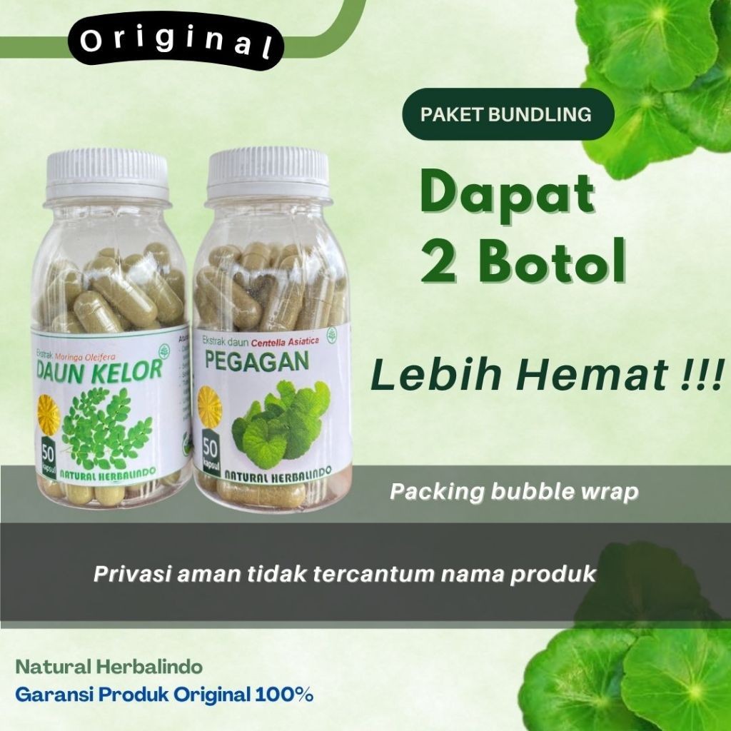Herbal Capsule Bundle Gotu Kola & Moringa 2×50 Caps Indonesia