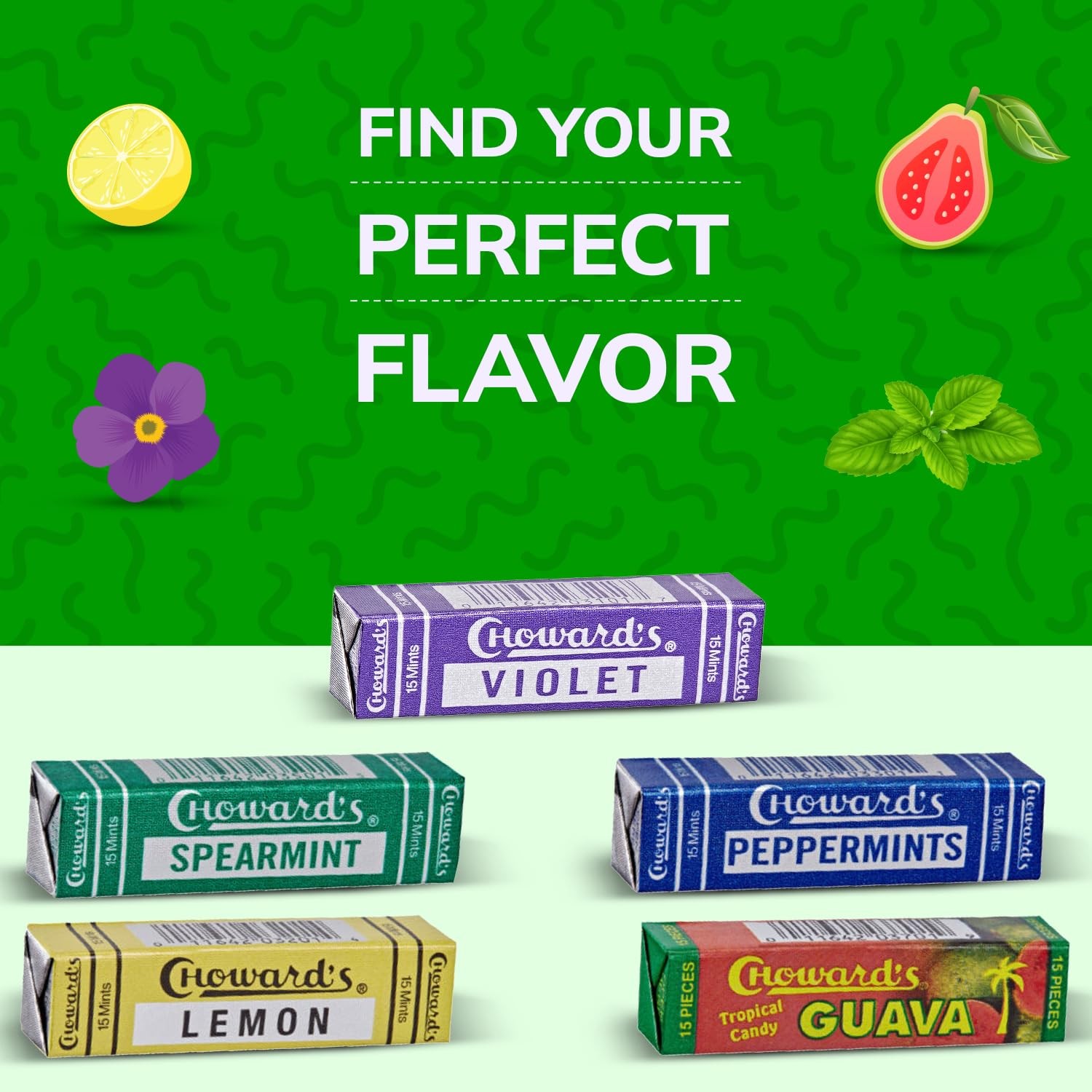 Choward’s Spearmint Unique Aromatic Flavors for 15 Count (Pack of 24)