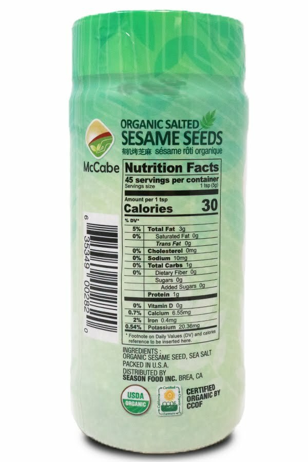 McCabe ORGANIC Salted Sesame, 8oz, USDA & CCOF Organic Certified