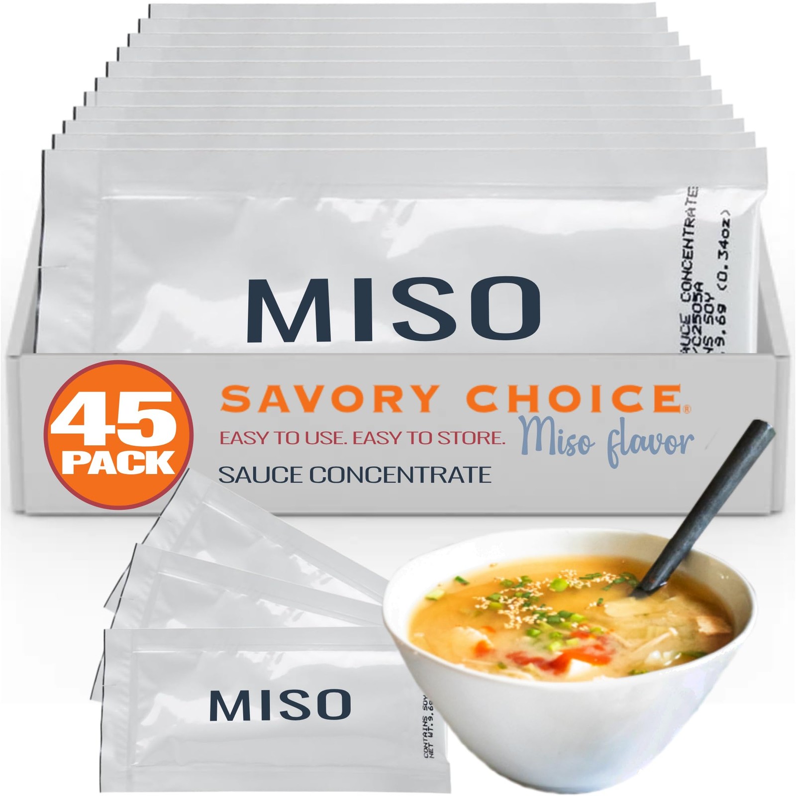 Reduced Sodium Miso Sauce Concentrate, 45 Packets (9.6g) – Vegan, Vegetarian,…