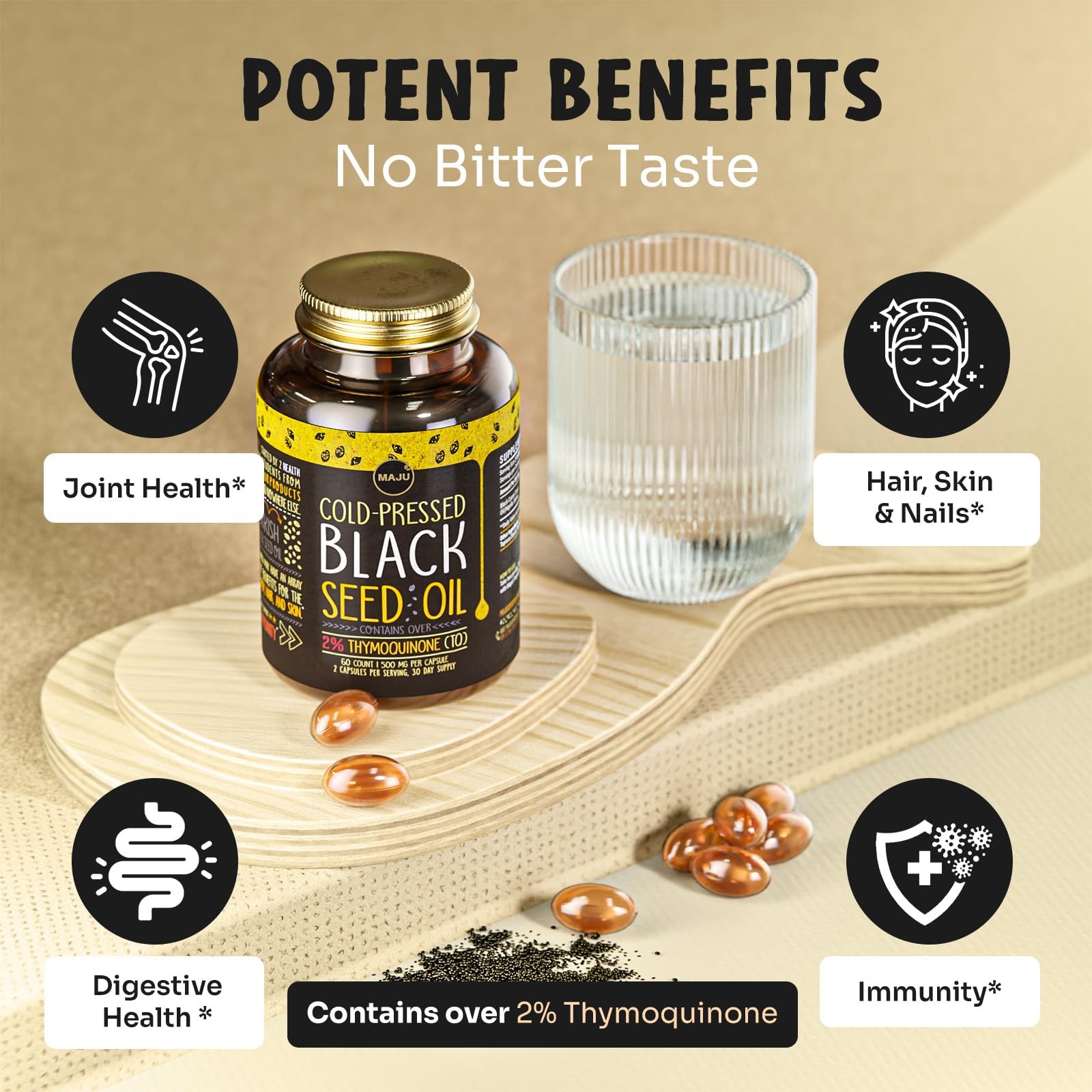 Maju Superfoods Black Seed Oil Capsules – Cold Pressed, 60 Count (Pack of 1)
