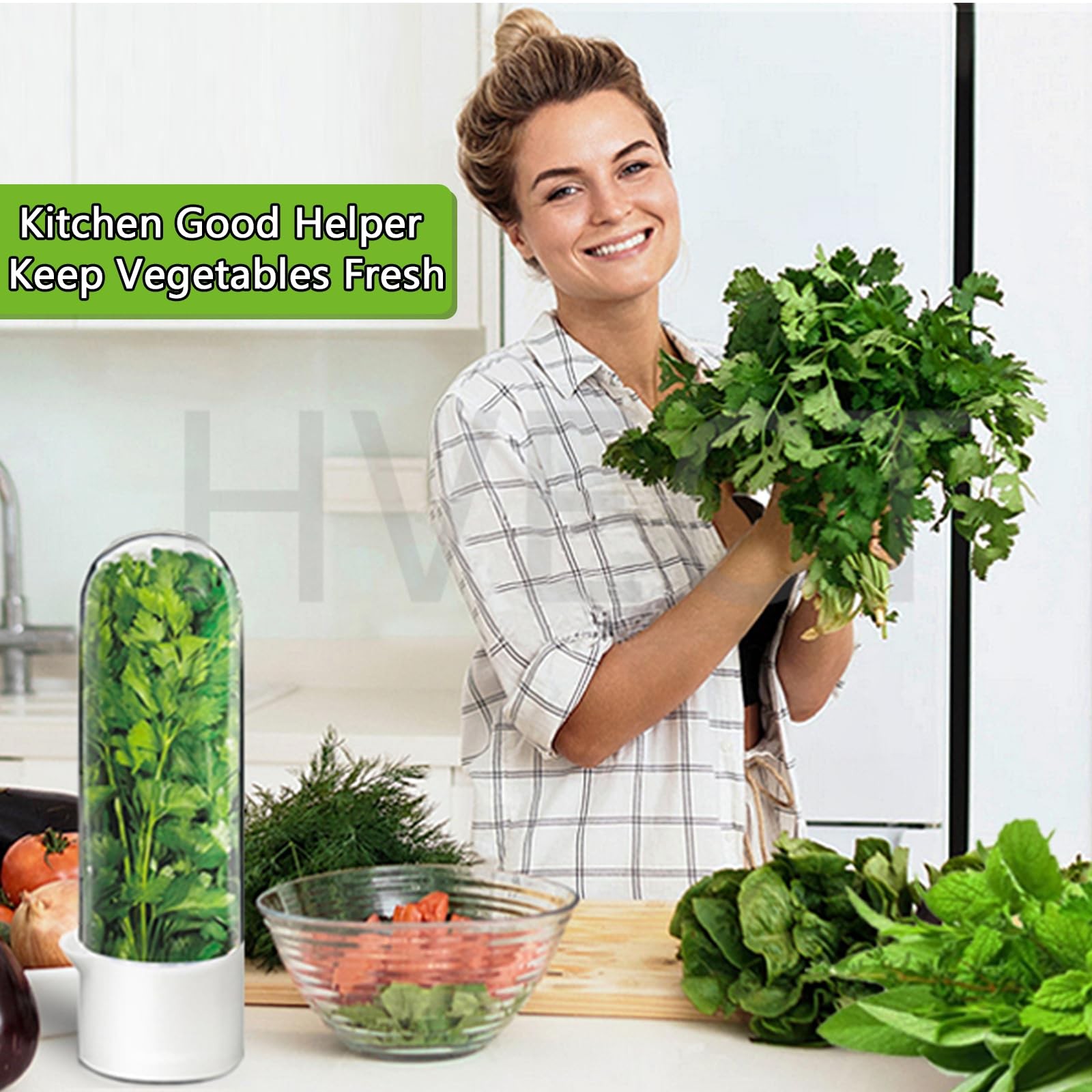 Herb Saver for Refrigerator, 10 inches (L) x 3 (H), Keeper(2Pack)