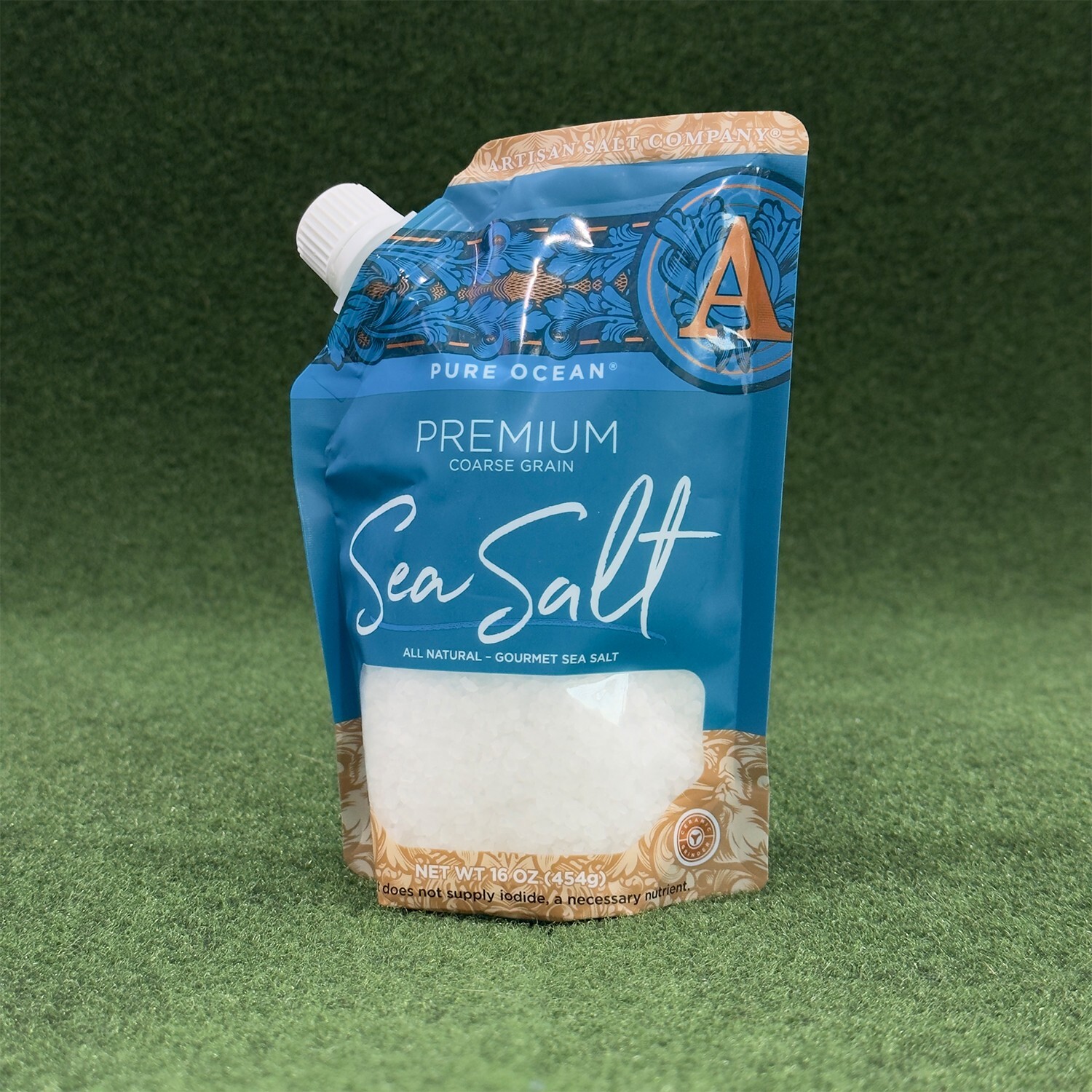 SaltWorks Premium Sea Salt, Coarse, Artisan Pour Spout Pouch, Pure Ocean 16 oz
