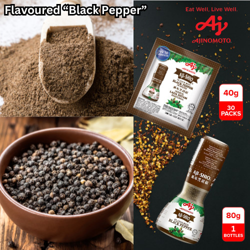 Ajinomoto Aji-Shio Flavoured White Black Pepper Refill 30 Packs x 40g| FREE GIFT