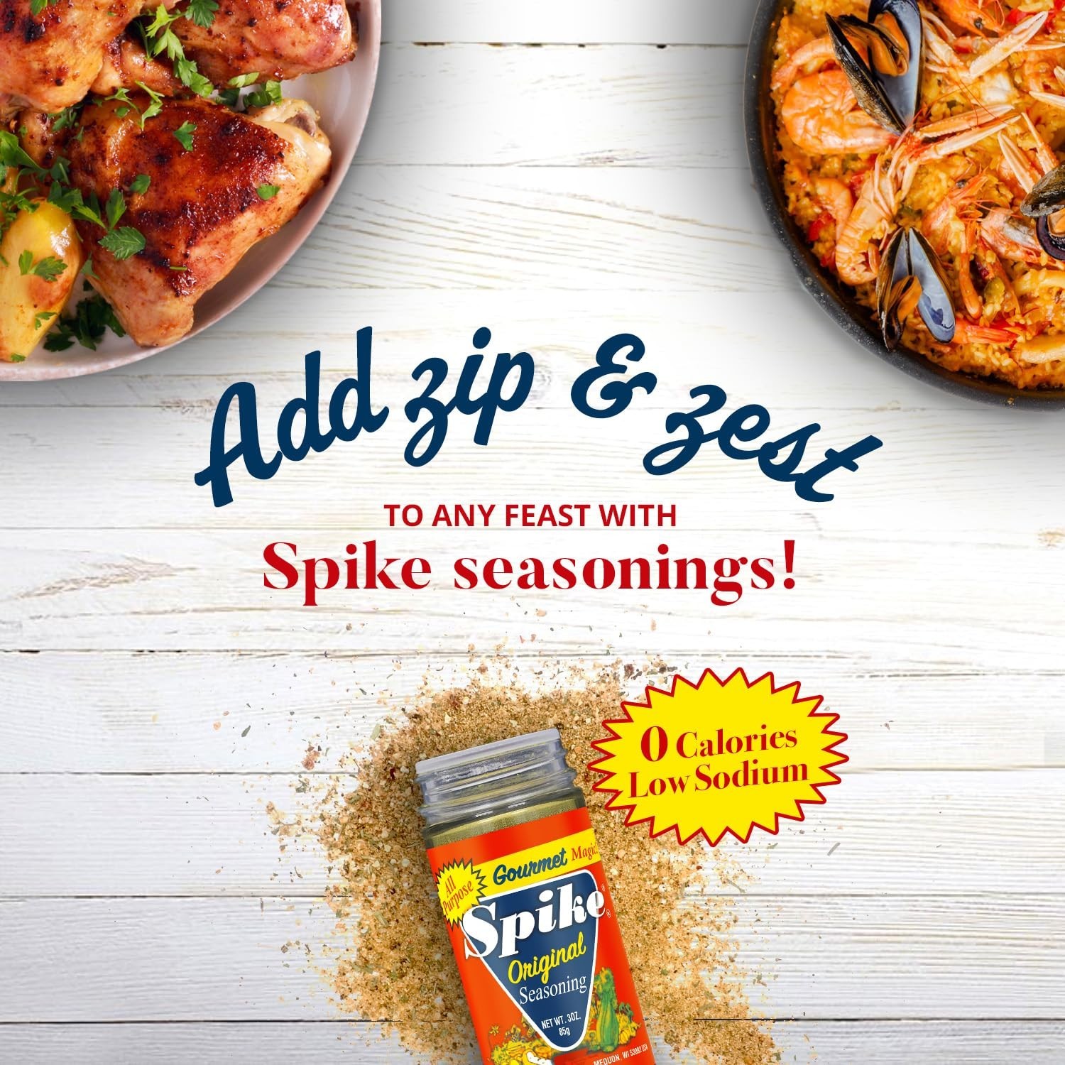 Spike Original All Purpose Seasoning Salt MSG Free Herb Spice Blend 3oz (2 Pack)