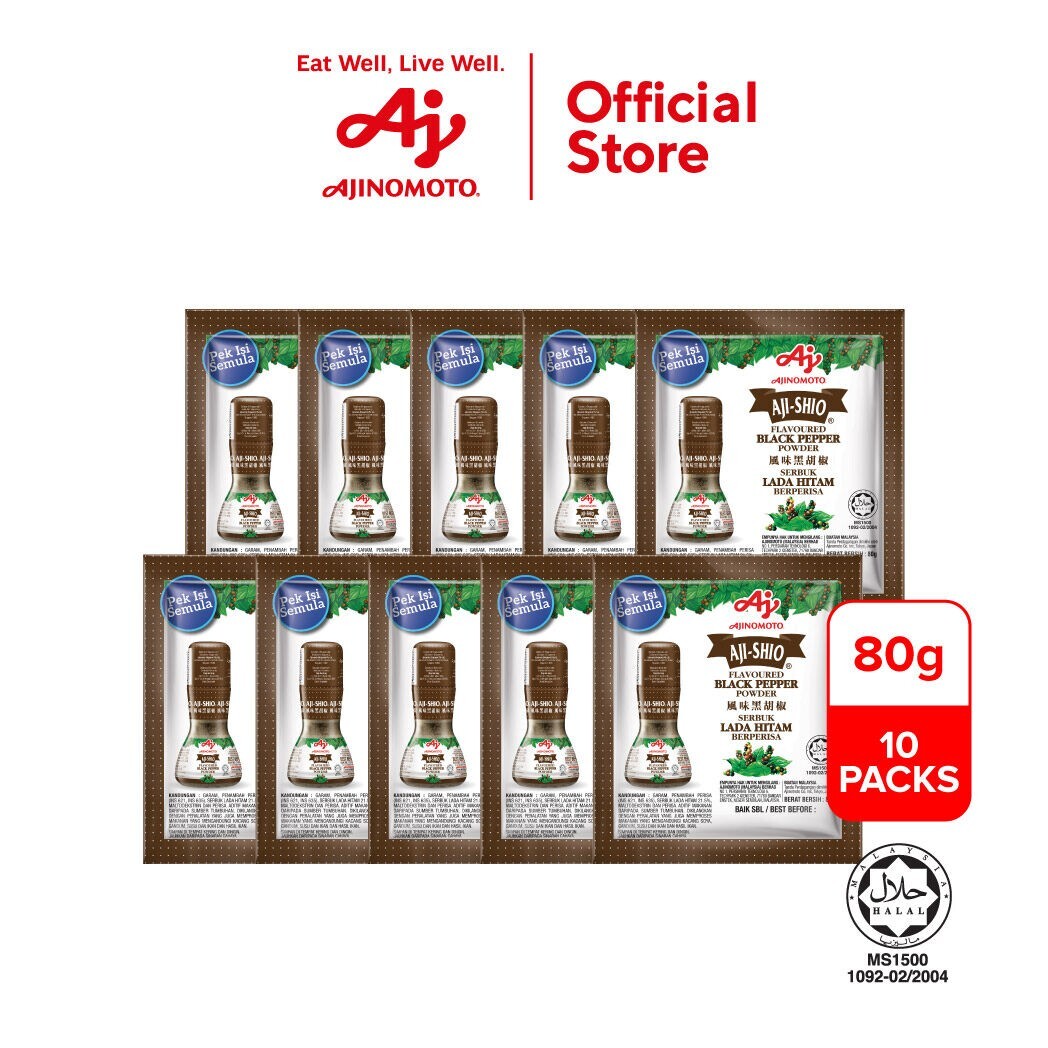 Ajinomoto Aji-Shio Flavoured Aromatic White & Black Pepper Bottle Refill Pack