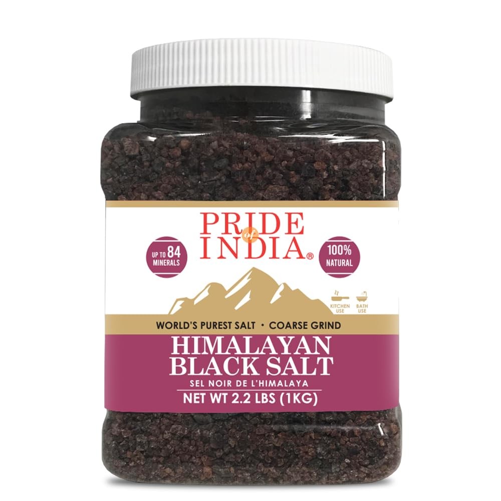 Pride Of India – Himalayan Black Rock Salt – Coarse Grind, 2.2 Pound (