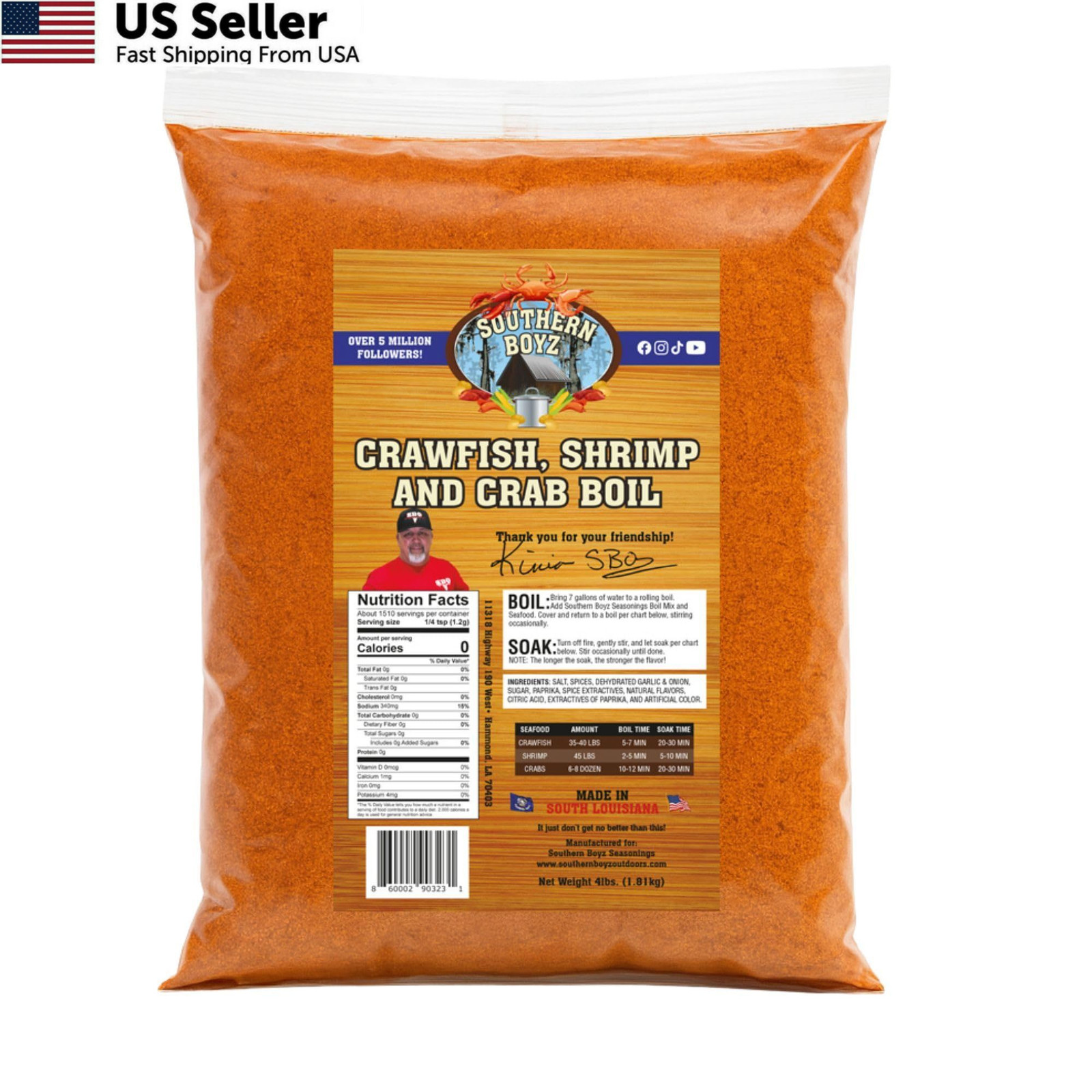 Southern Boyz Seasonings Cajun Seafood Boil – 4 lb Bulk 64 Ounce (Pack of 1)