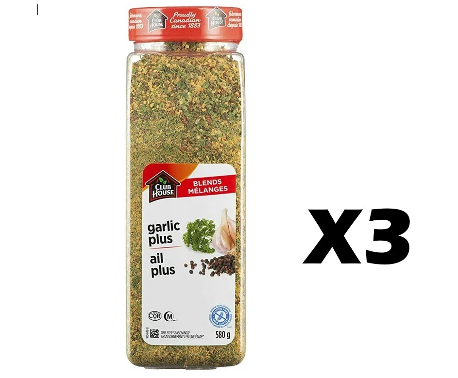 3x CLUB HOUSE Blends Garlic Plus One Step Seasoning 20.5oz / 580g FRESH CANADA