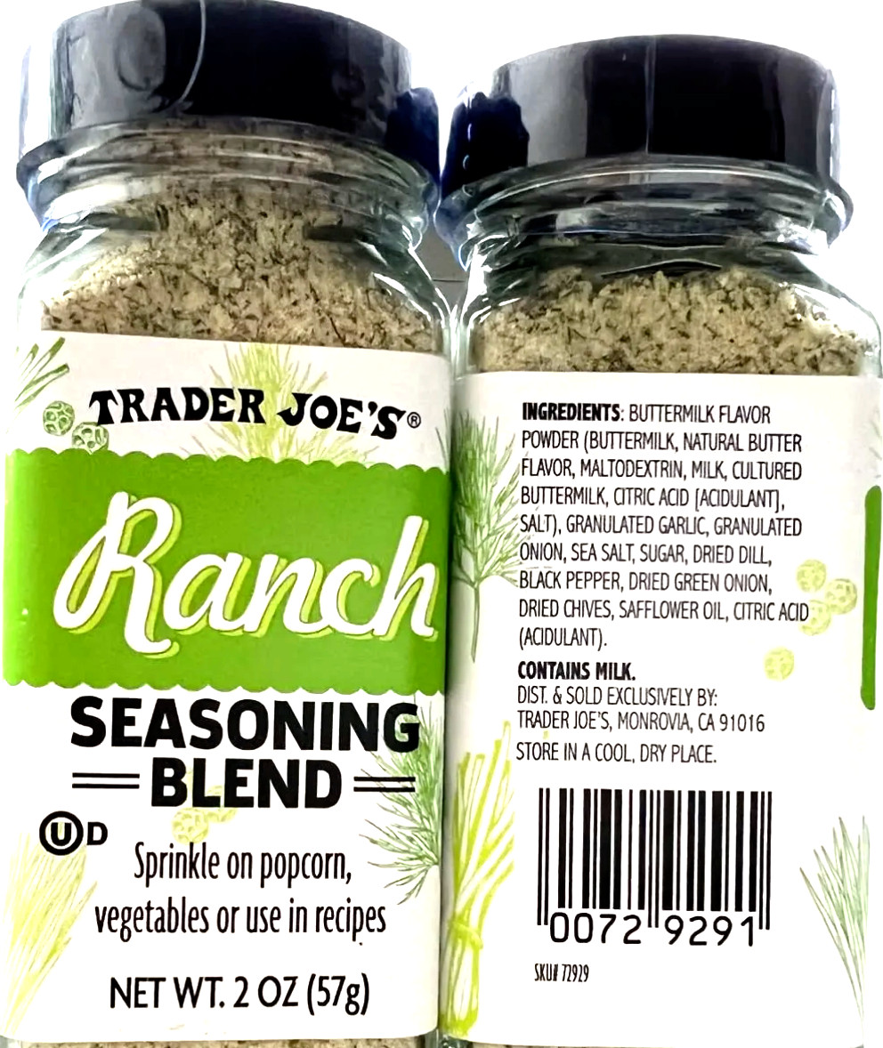 2 Pack Trader Joe’s Ranch Seasoning Blend Dip Mix Sprinkle on Popcorn 2oz Ea