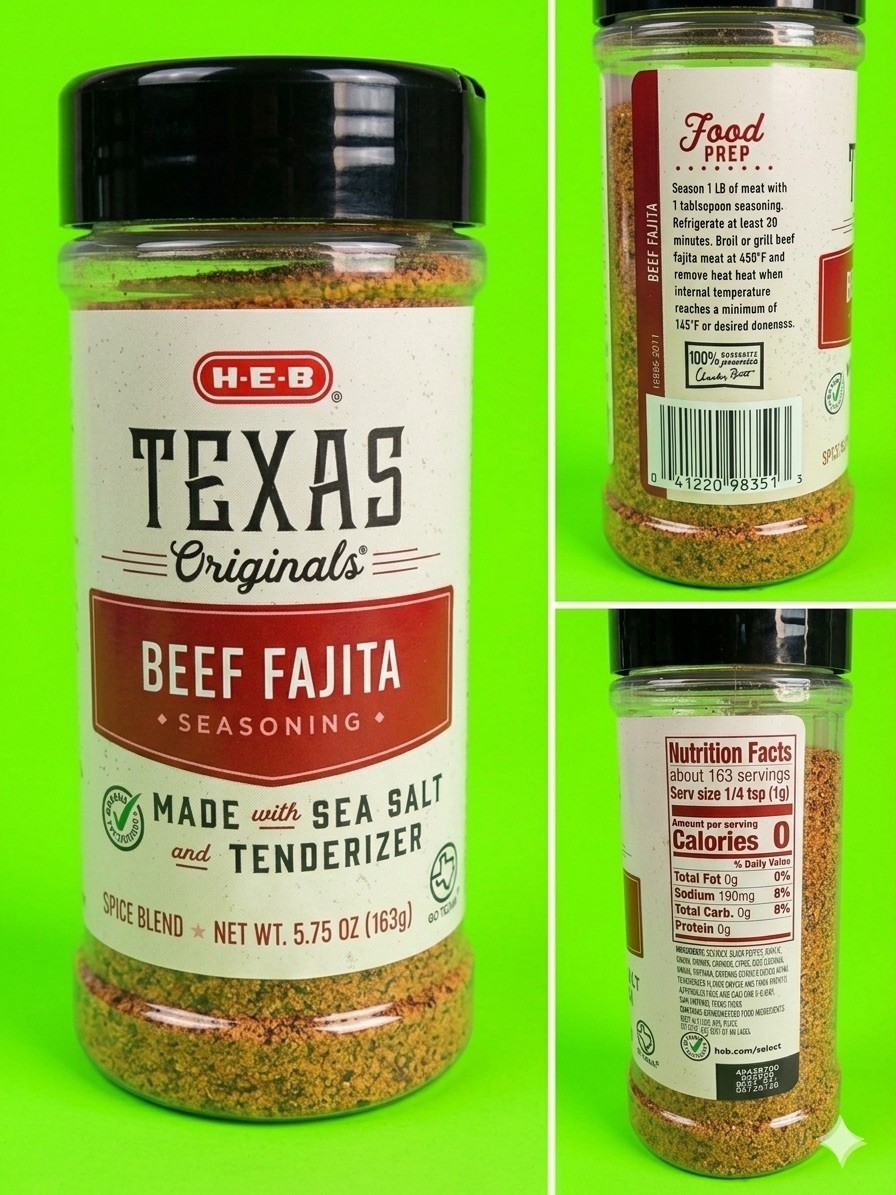 H-E-B Texas Originals Beef Fajita Seasoning Spice Blend, 5.75 oz ( 3 Pack )