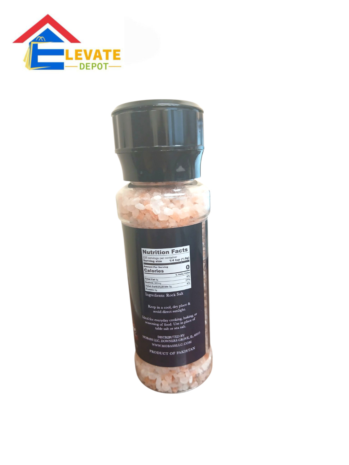 Lot of 2 MOBASS 100% Pure Himalayan Pink Salt Grinder Natural Unrefined 8oz Each