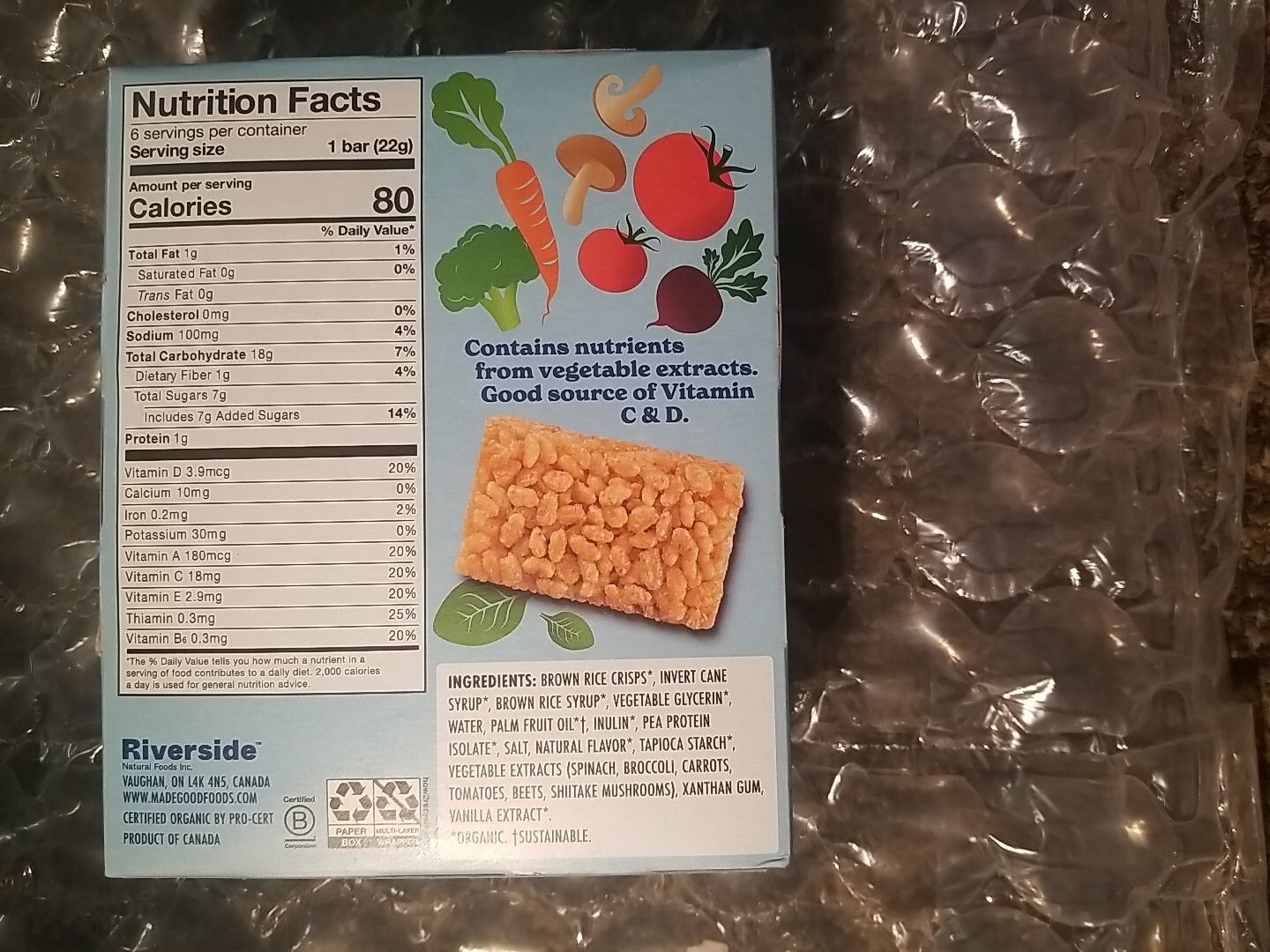 Crispy Squares, Vanilla, 6 Bars, 0.78 oz (22 g) Each