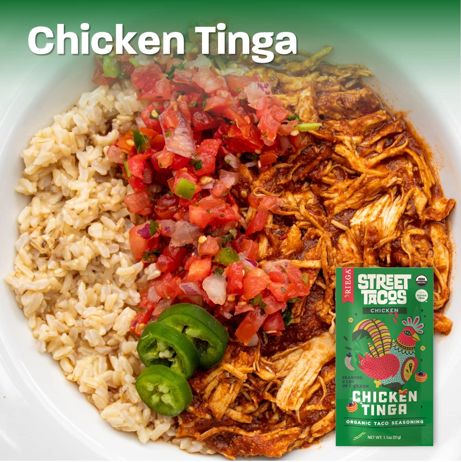 Riega Street Taco Seasoning, Organic Mexican Spice 1.1 Ounce (Pack of 8)