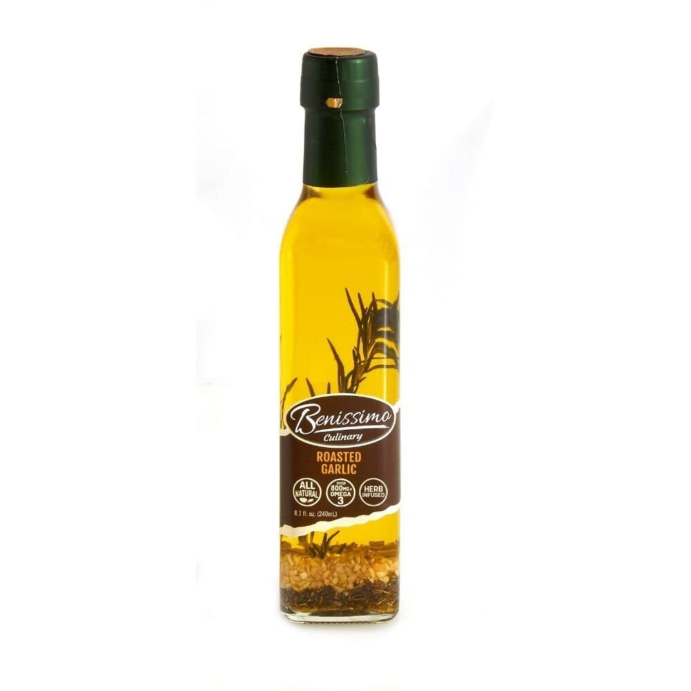 Roasted Garlic Edible Oil 8.1 Fl Oz Healthy Marinade for Meats and Vegetables