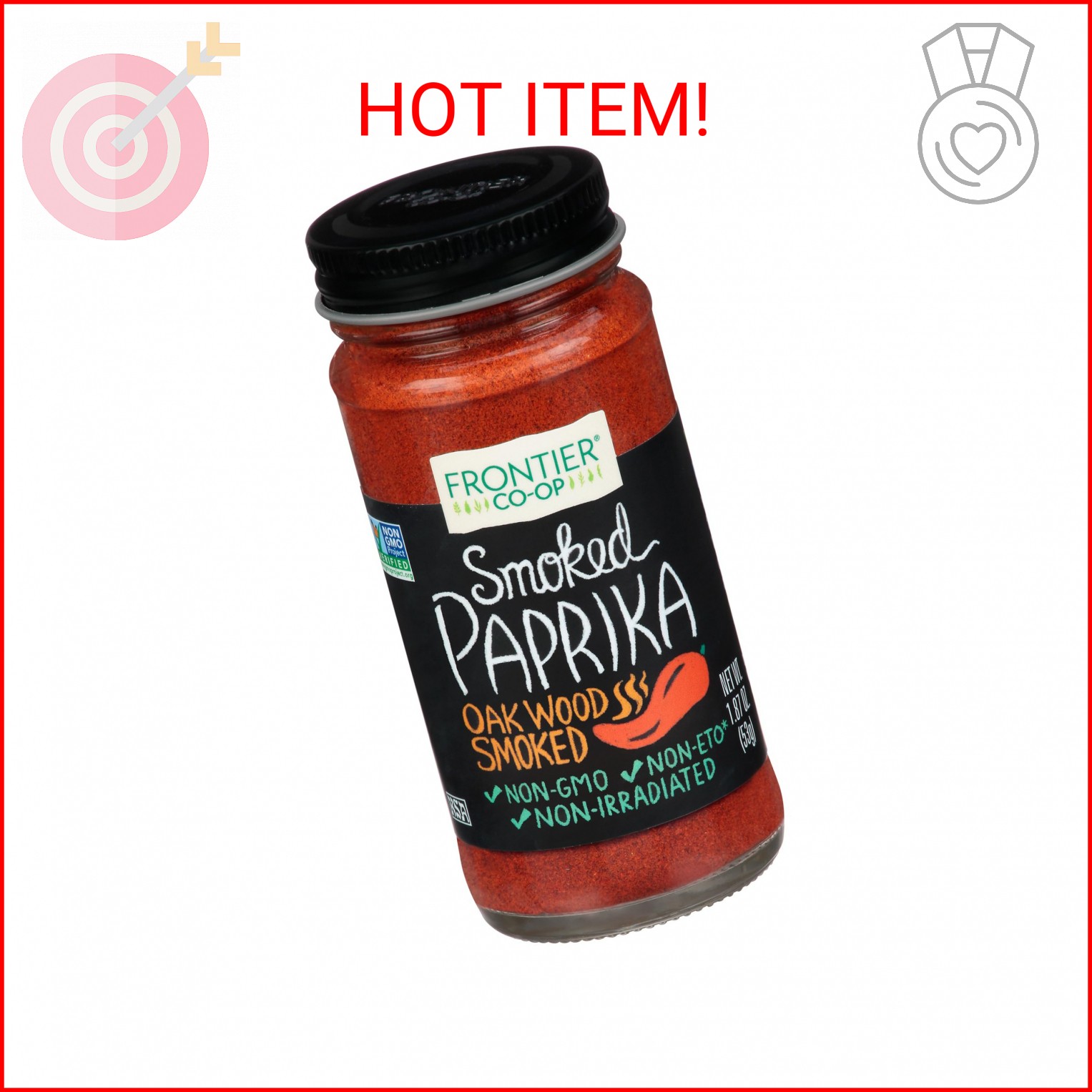 Frontier Co-op Smoked Ground Paprika – All Natural Paprika Powder – Kosher | 1.8
