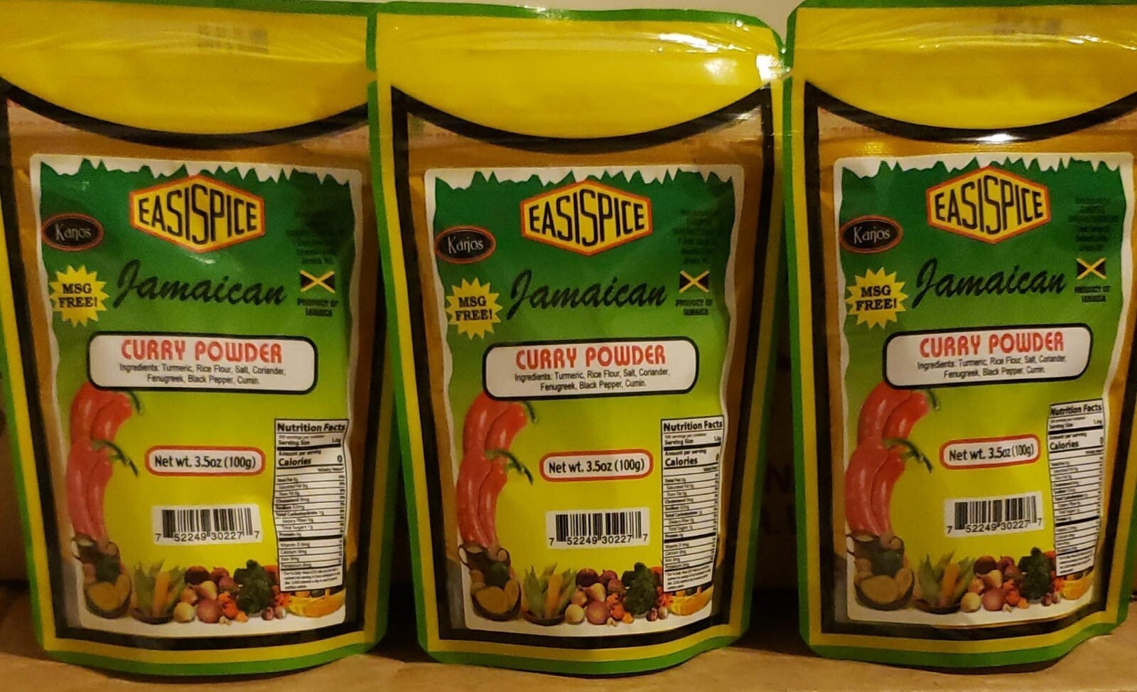 Lot Of 3 Karjos Easispice Jamaican Curry Powder, 3.5oz(100g)