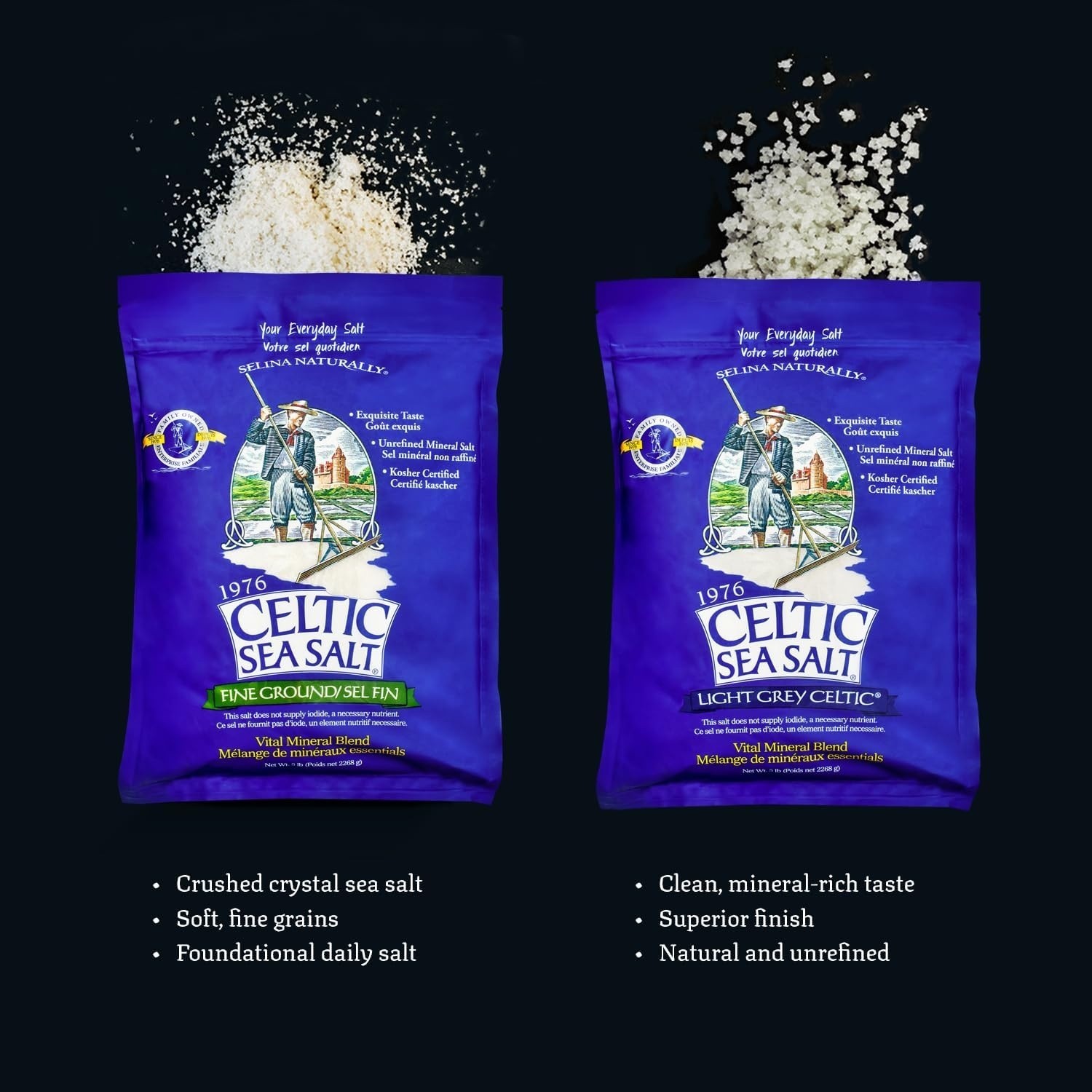 Fine Ground Sea Salt 5 lb Resealable Bag For Baking, Cooking, Seasoning, Kosher